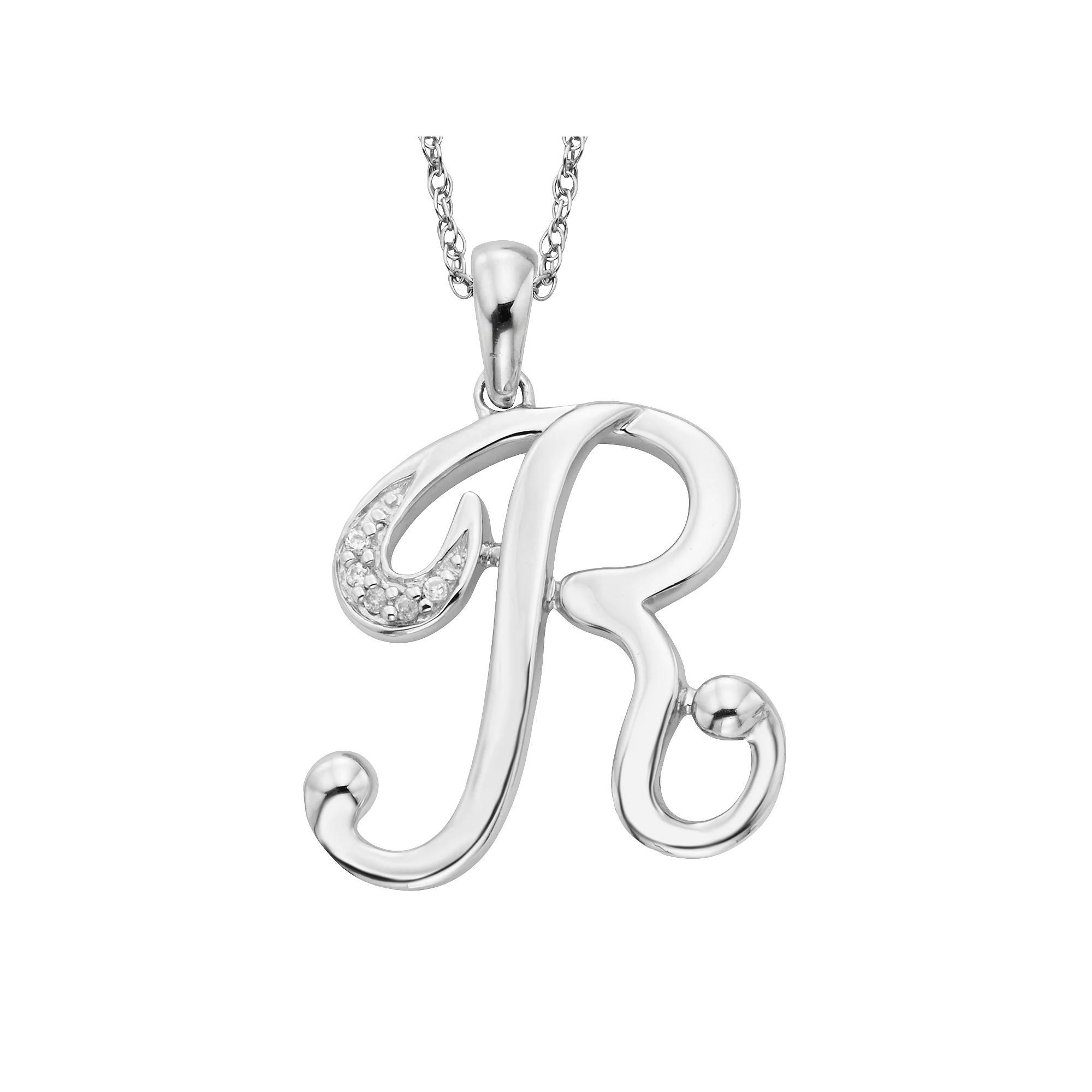 Sterling Silver Diamond Accent Initial Pendant, Womens Product Image