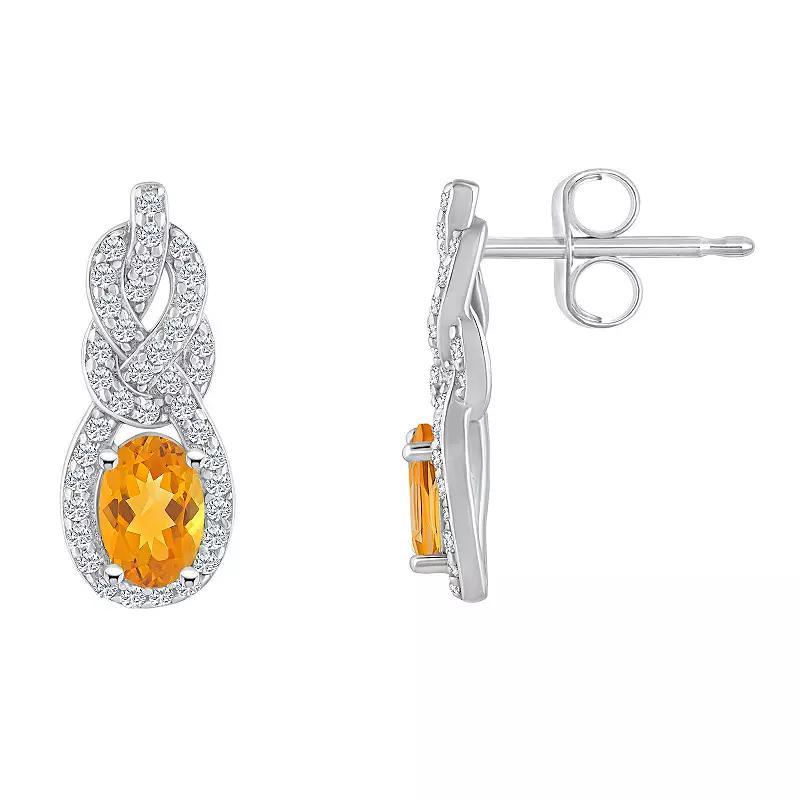 Celebration Gems Sterling Silver Garnet & White Topaz Accent Oval Drop Earrings, Womens Product Image