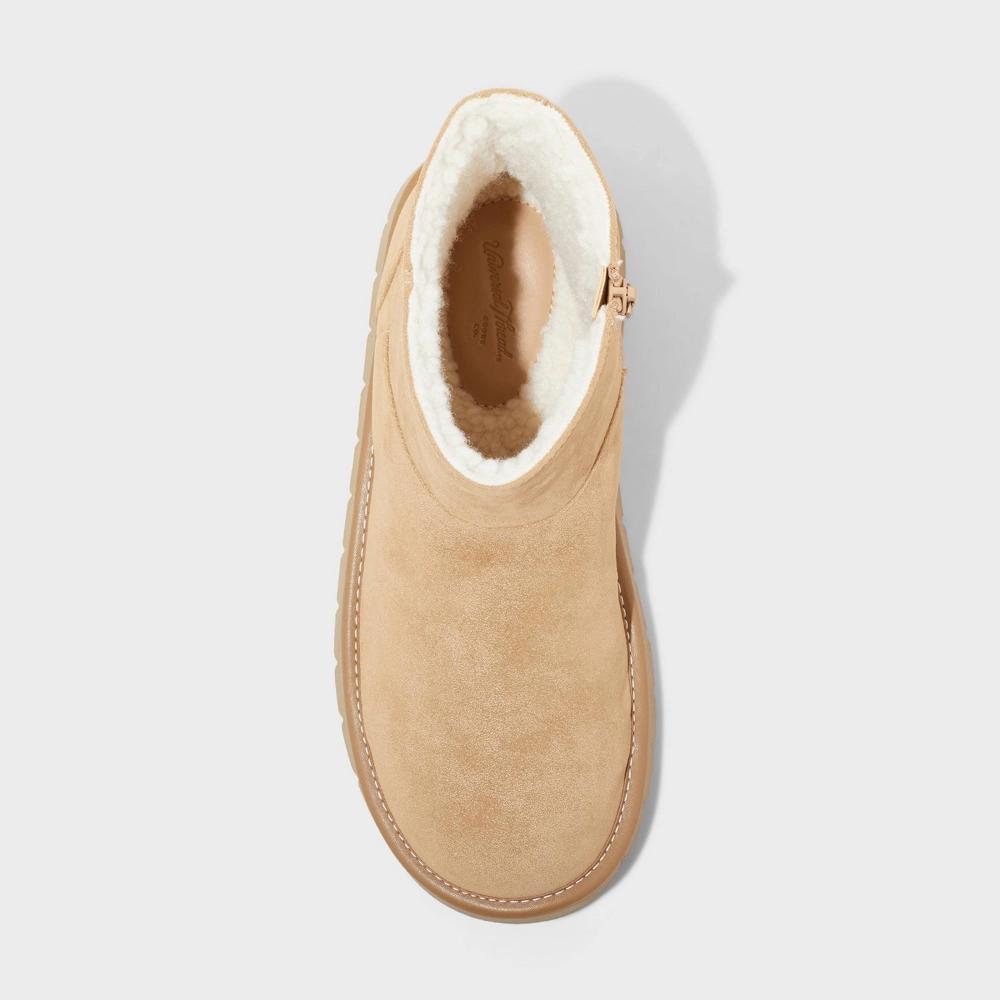 Womens May Faux Suede Booties with Memory Foam Insole - Universal Thread Tan 11 Product Image