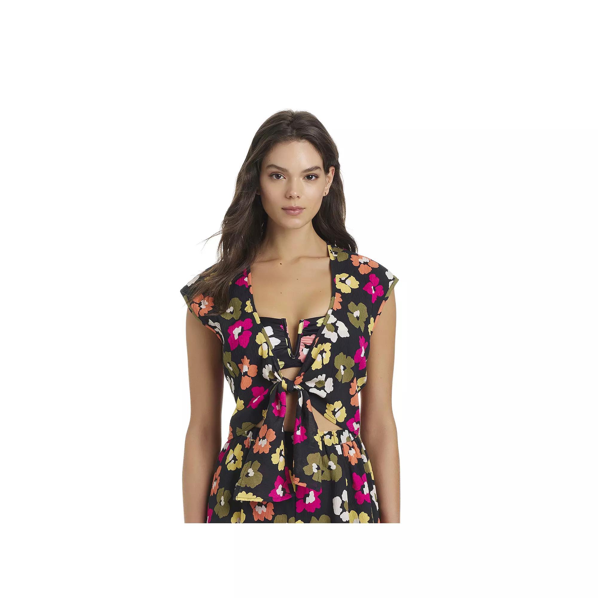 Women's Modern Supply by Sanctuary Knot-Front Swim Cover Up Top, Size: Large, Garden Product Image