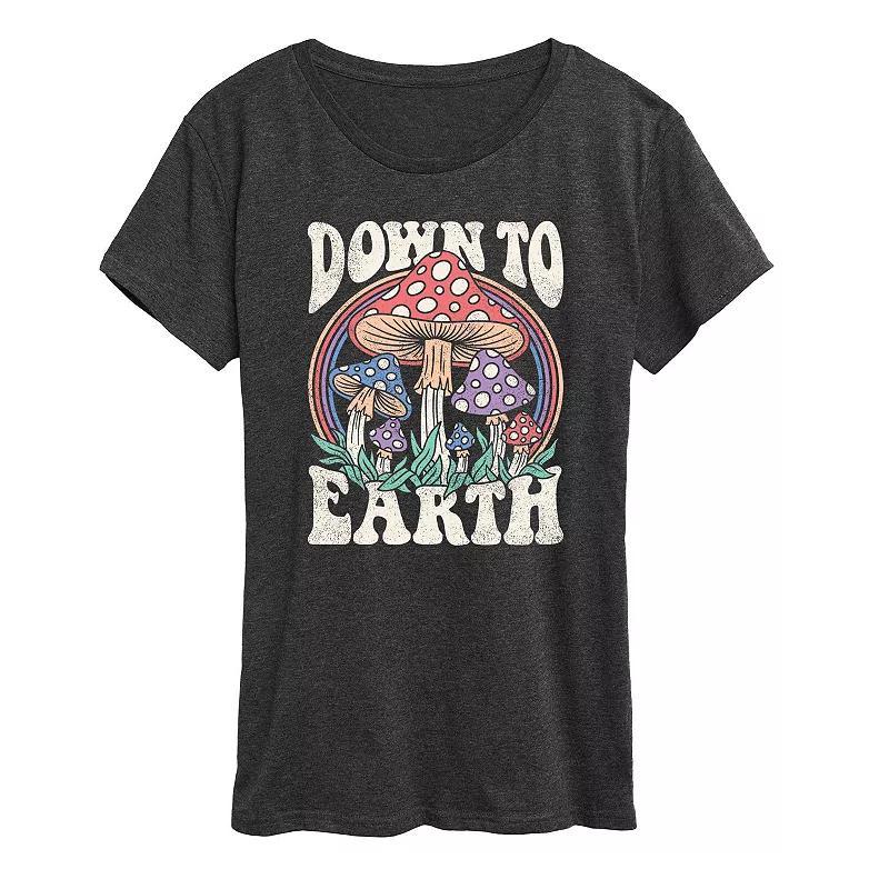 Women's Down To Earth Mushrooms Graphic Tee, Girl's, Size: Medium, Heather Grey Product Image