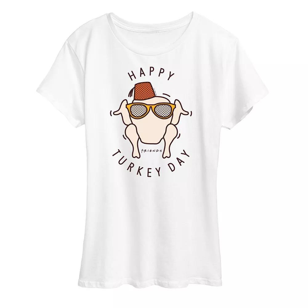 Women's Friends Happy Turkey Day Graphic Tee, Girl's, Size: Small, White Product Image