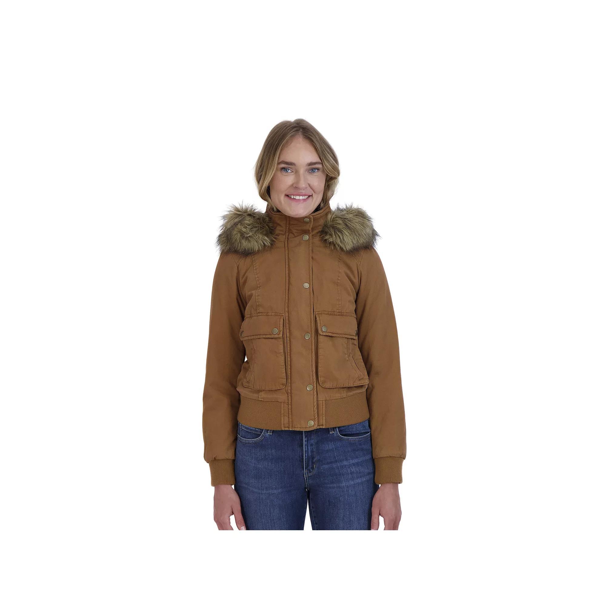 Juniors' Sebby Faux-Fur Hood Bomber Parka, Women's, Size: Large, Grey Product Image