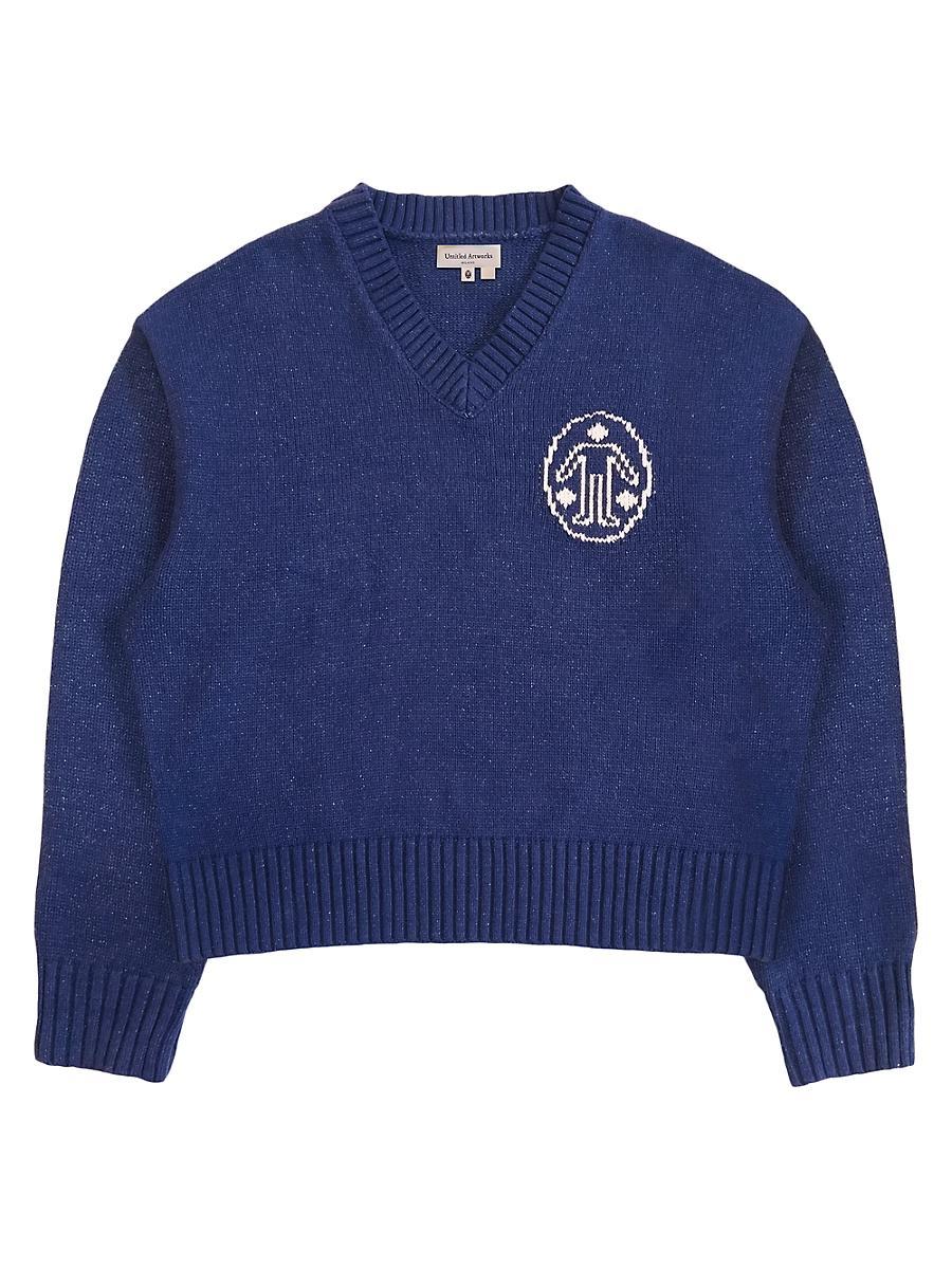 Mens The Beginning Is The End Sw-Signature Knit V-Neck-Blue Product Image