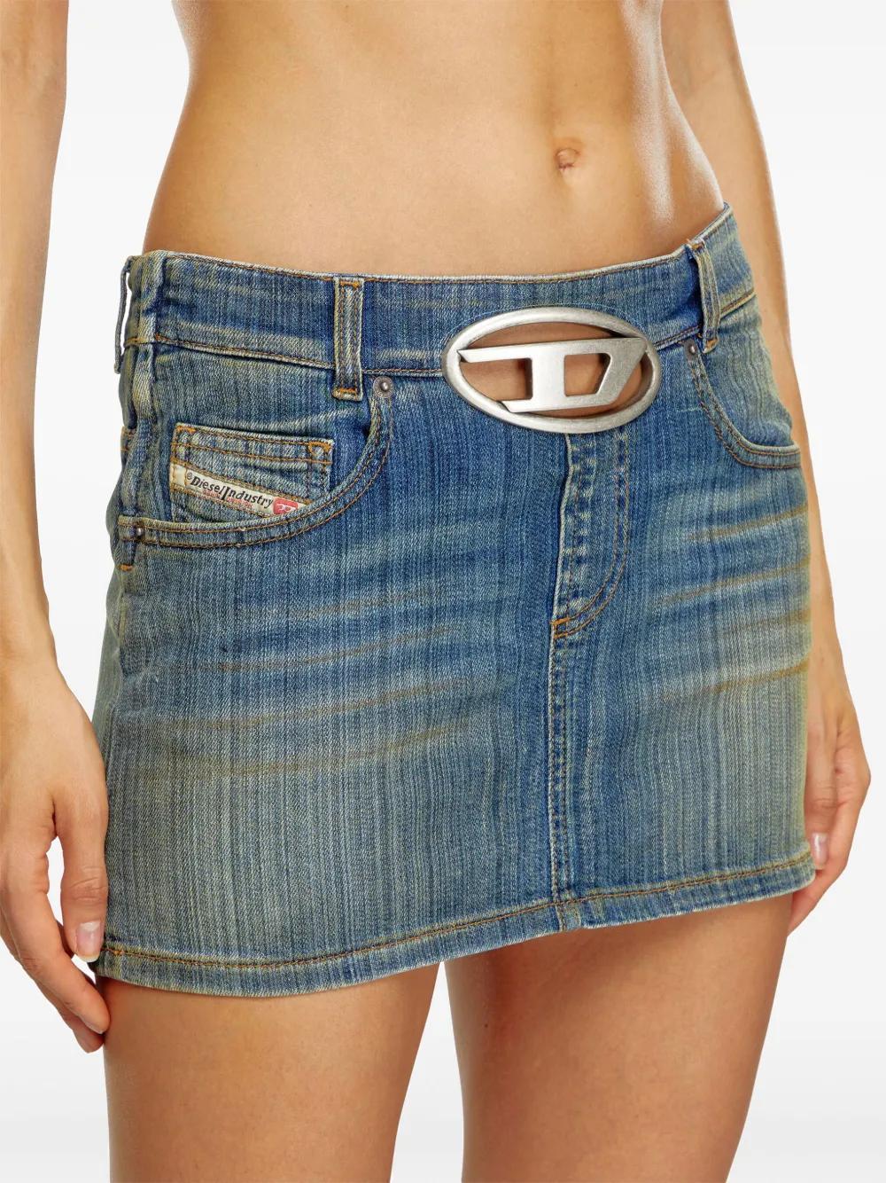 logo-plaque denim mini skirt Product Image