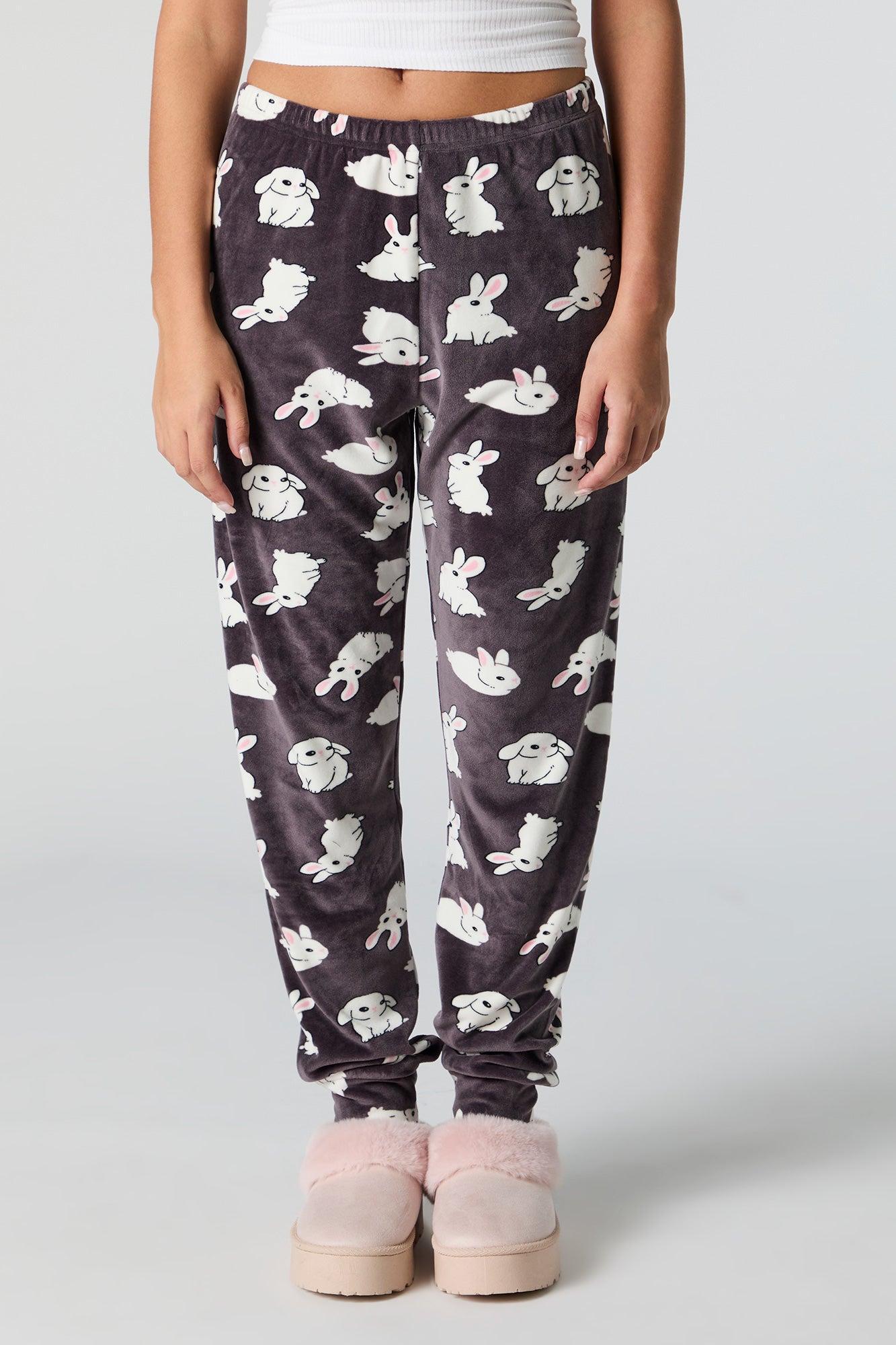 Printed Velour Pajama Jogger Female Product Image