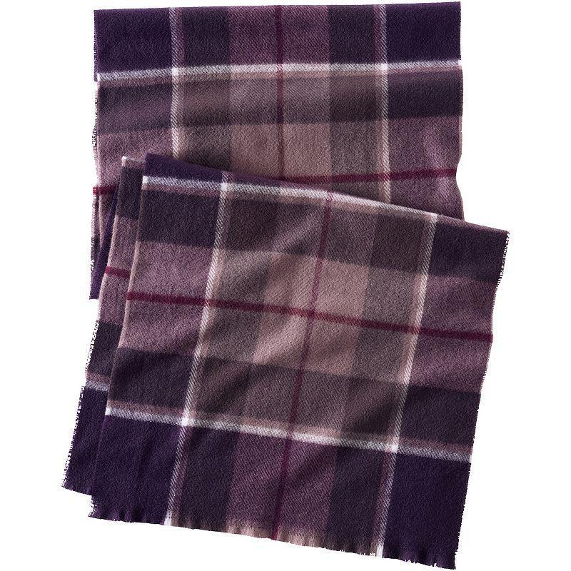 Women's Lands' End CashTouch Pattern Scarf, Ivory Plum Plaid Product Image