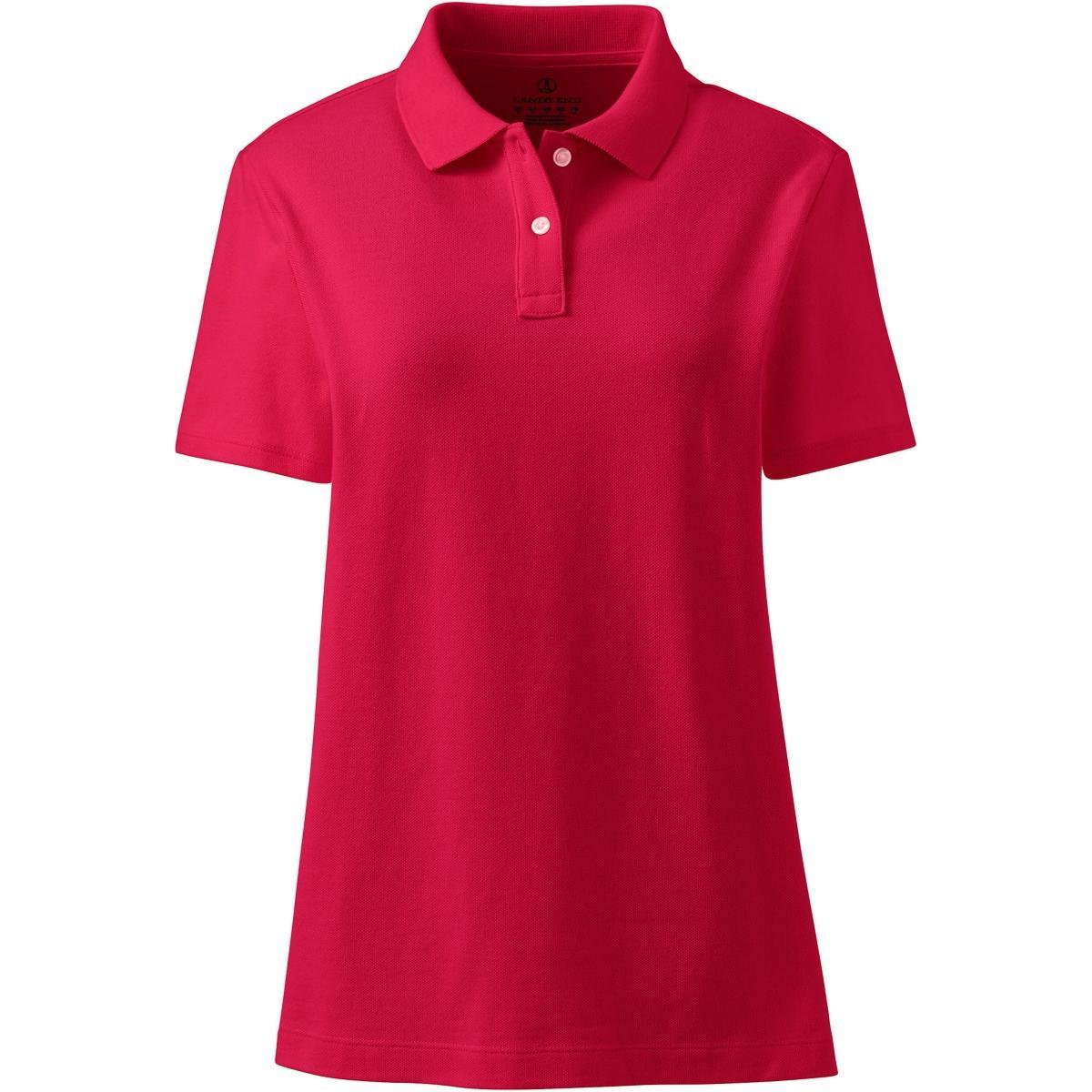 Womens Lands End School Uniform Short Sleeve Mesh Polo Shirt Red Product Image