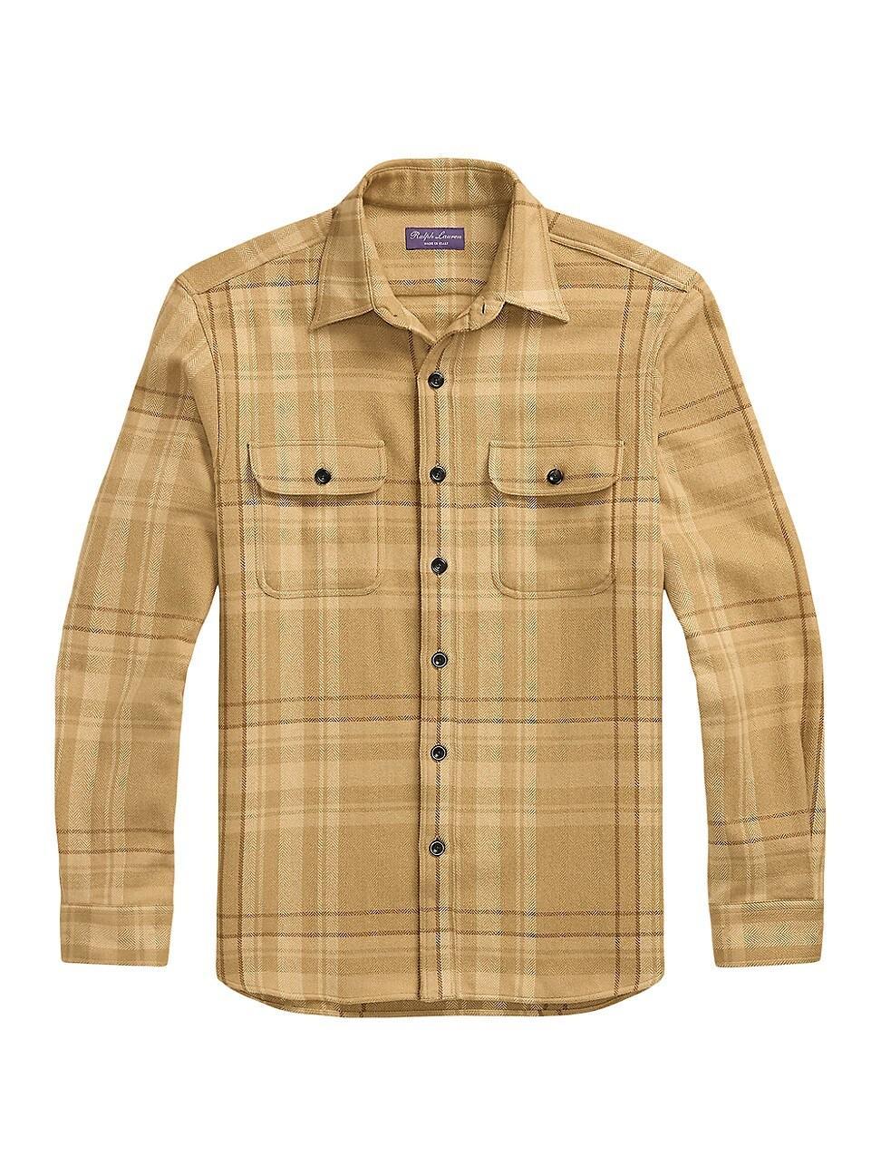 Mens James Suede-Patch Plaid Sport Shirt Product Image