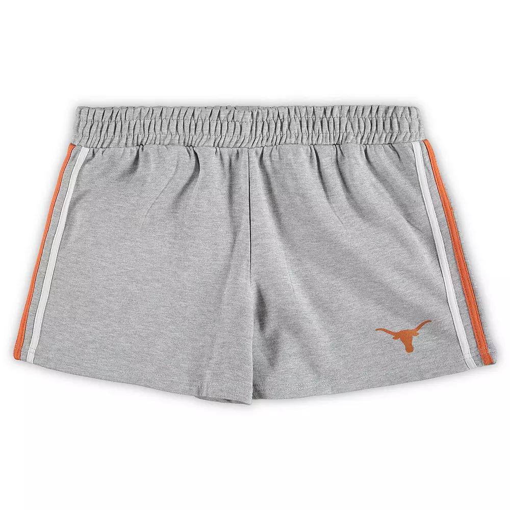 Women's Heathered Gray Texas Longhorns Plus Size 2-Stripes Shorts, Size: 4XL, Grey Product Image