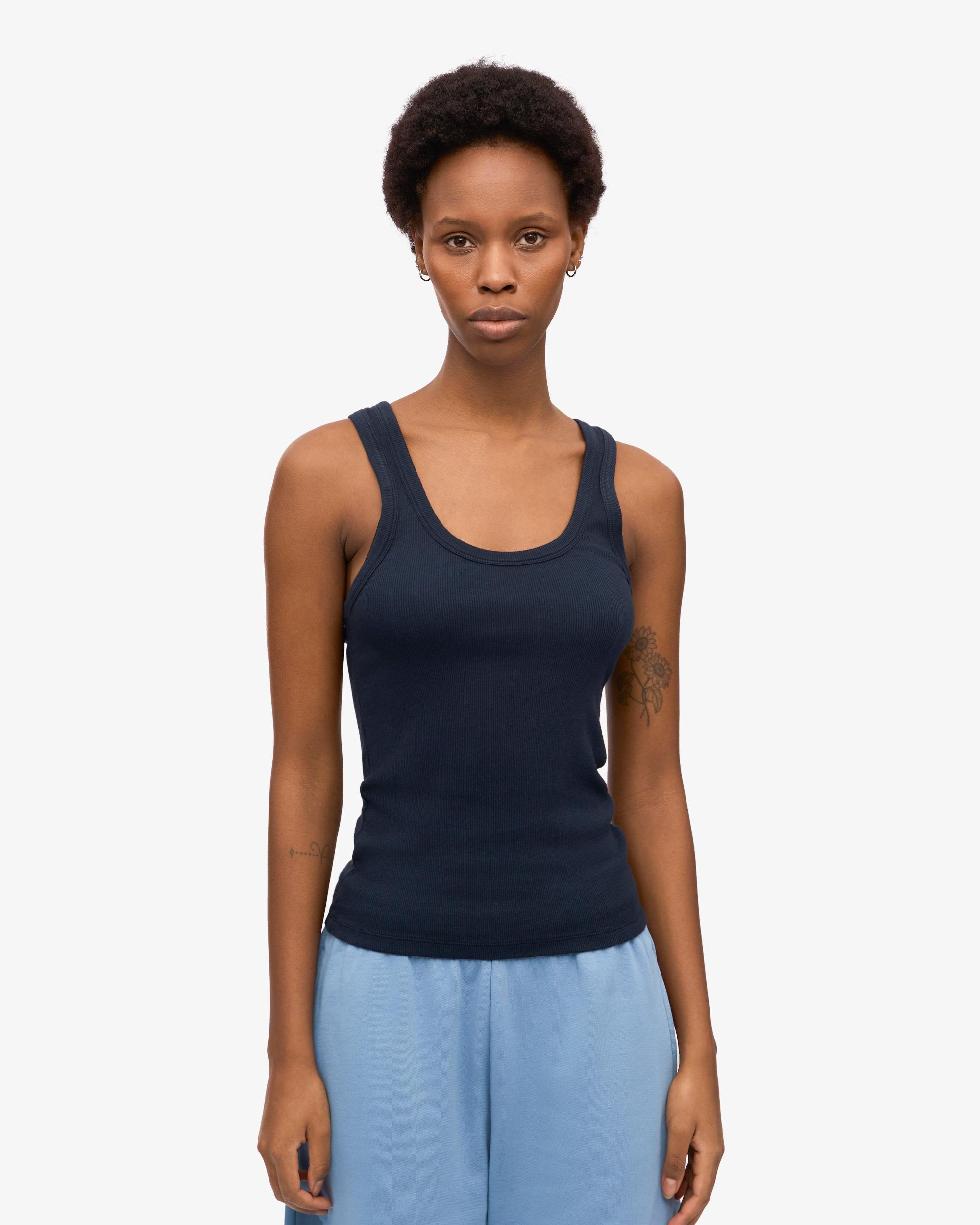 Women Organic Rib Tank Top - Red Tangerine Product Image