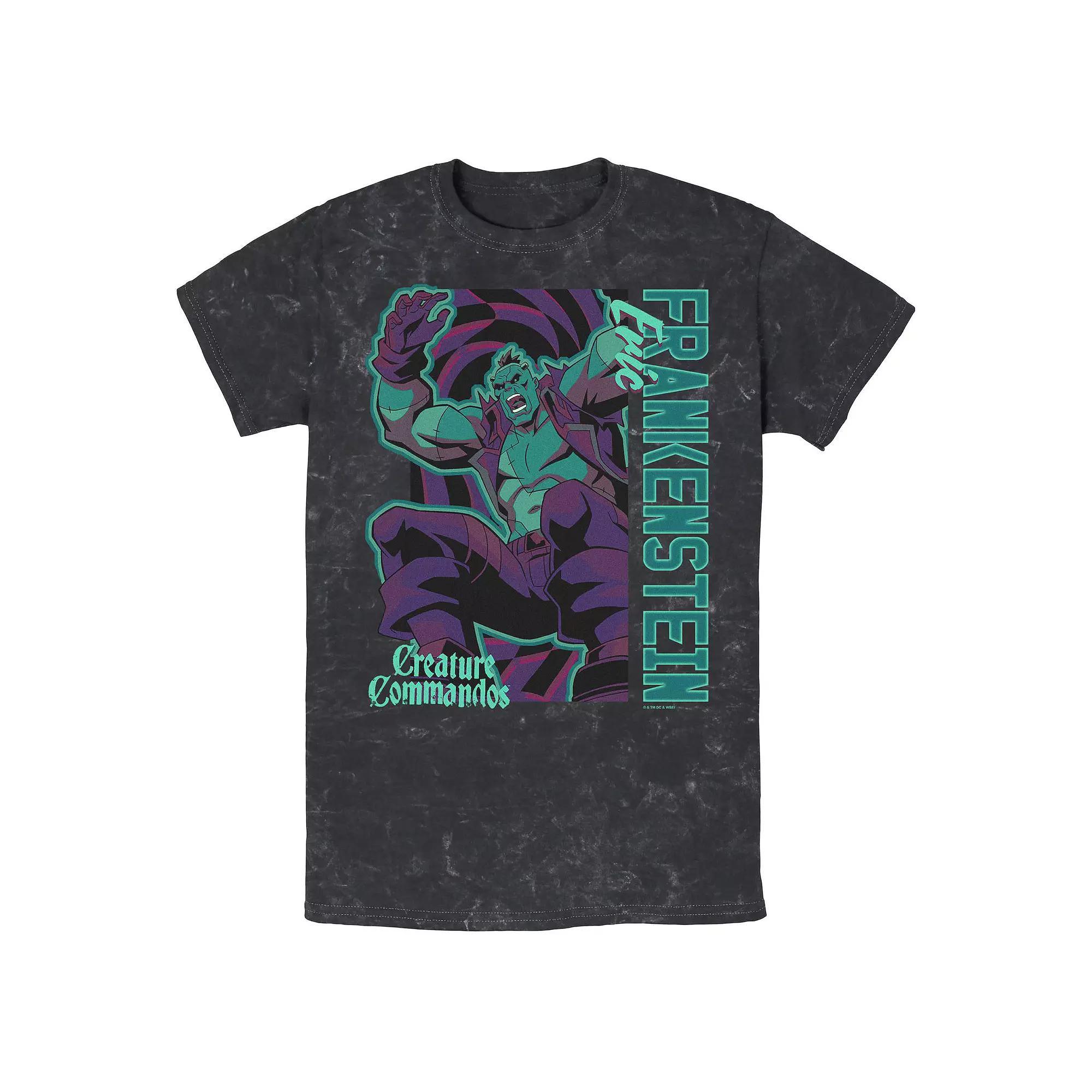Men's Creature Commandos Presenting Eric Frankenstein Mineral Wash Graphic Tee, Size: XL, Black Product Image