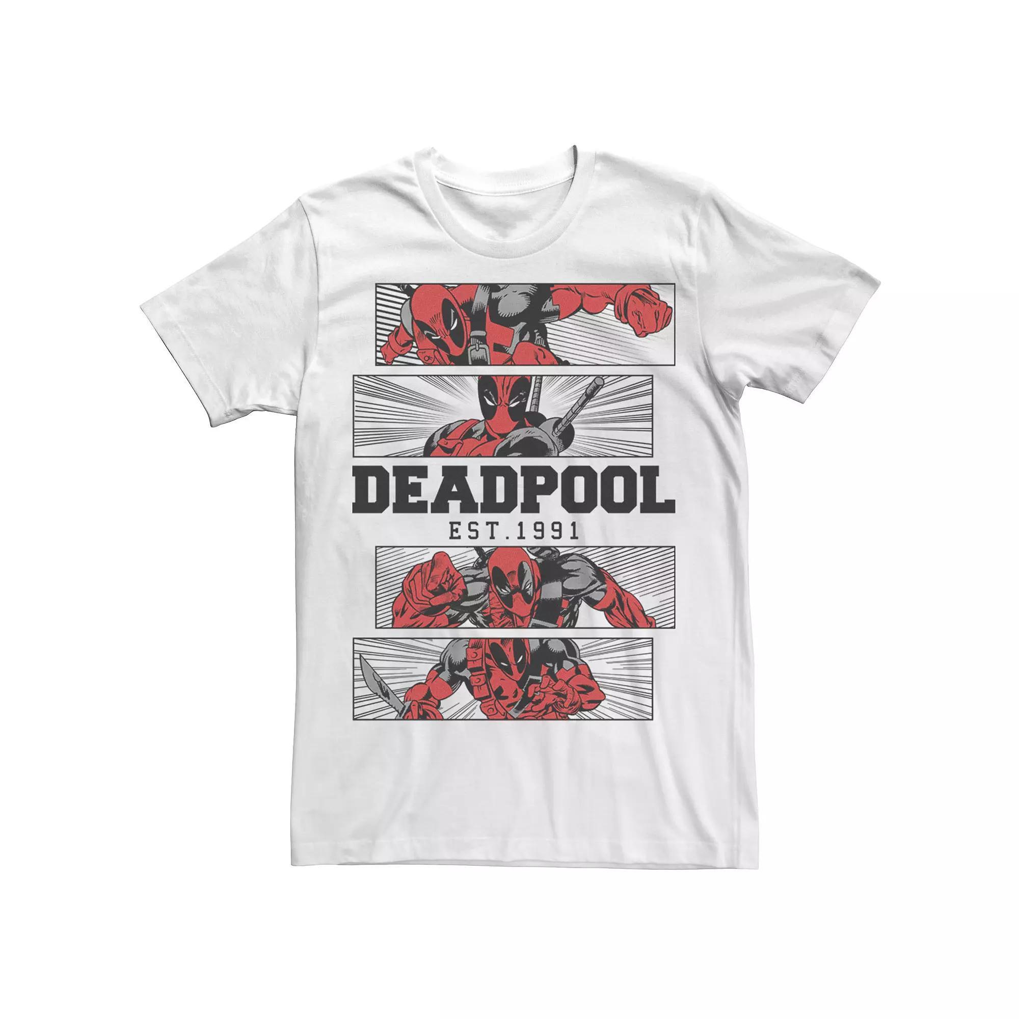 Men's Marvel Deadpool 30th Est. 1991 PaneTee, Size: Medium, White Product Image