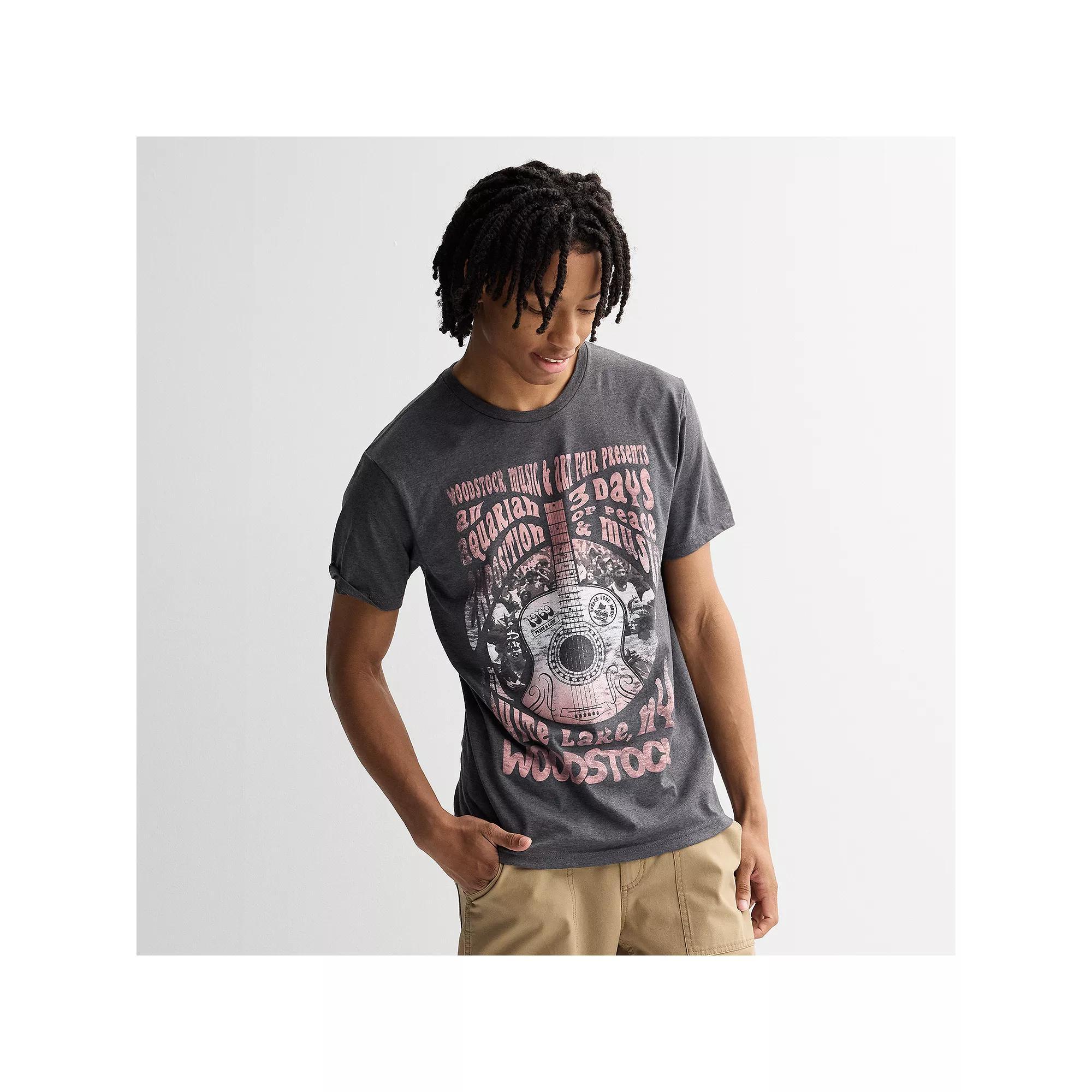 Mens Woodstock Poster Graphic Tee Dark Grey Product Image