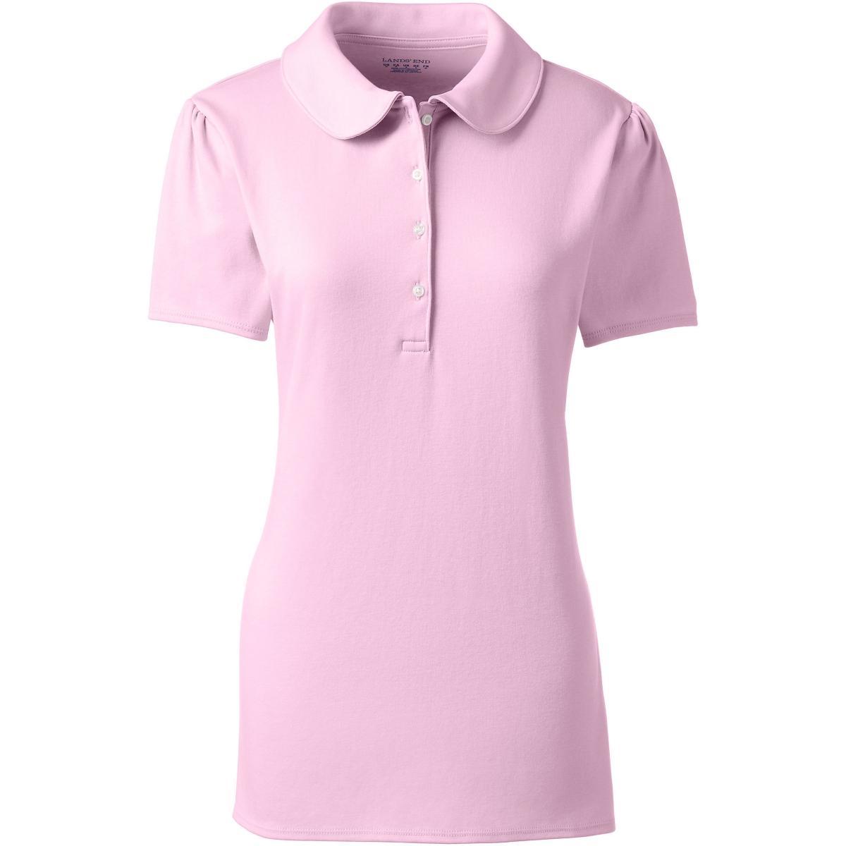 Women's Lands' End Short Sleeve Cotton Performance Polo Shirt, Size: Medium, White Product Image