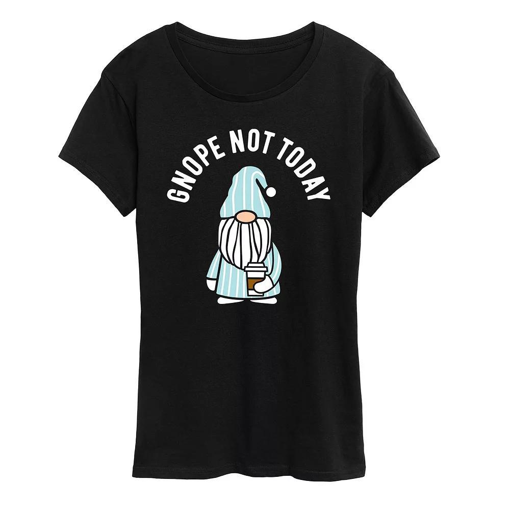 Womens Gnope Not Today Sleepy Gnome Graphic Tee Blue Product Image
