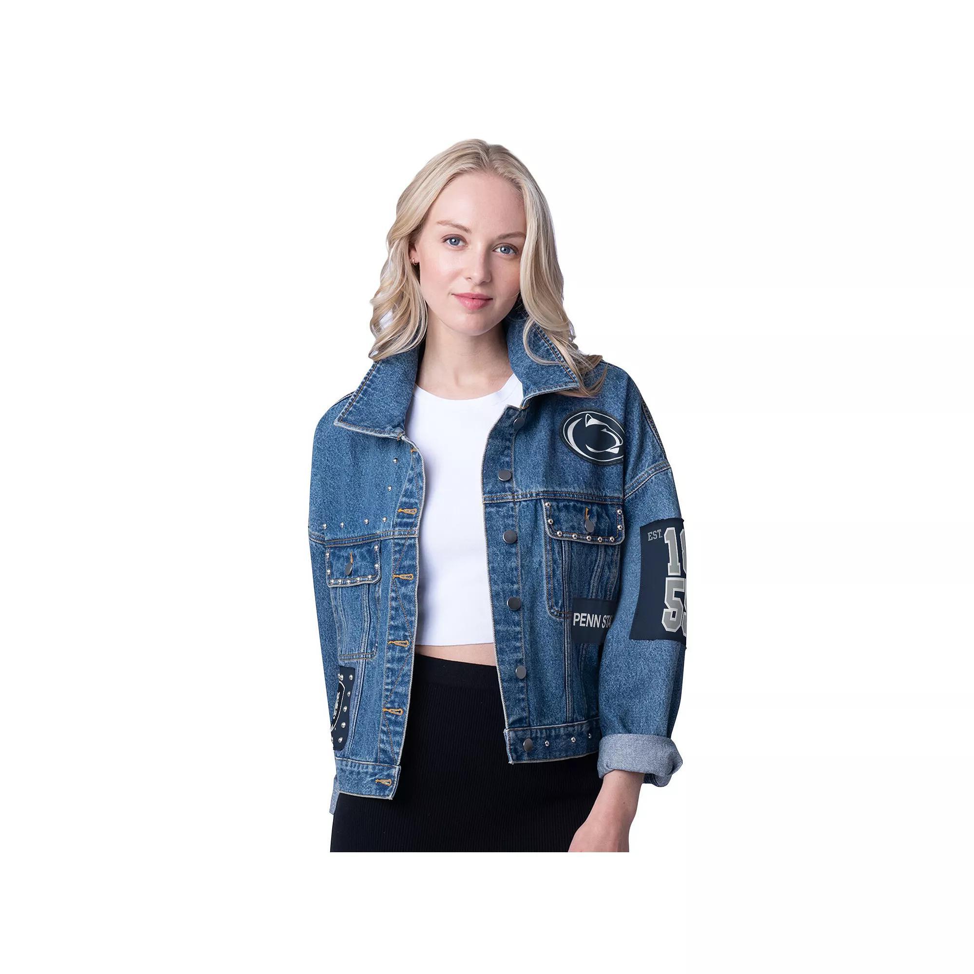 Women's G-III 4Her by Carl Banks Denim LSU Tigers Game Ball Patches and Studs Full-Button Jacket, Size: XXL, Turquoise A Product Image