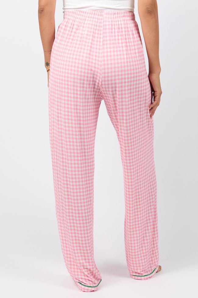 Good To Get Away Pink Gingham Pajama Pants Product Image