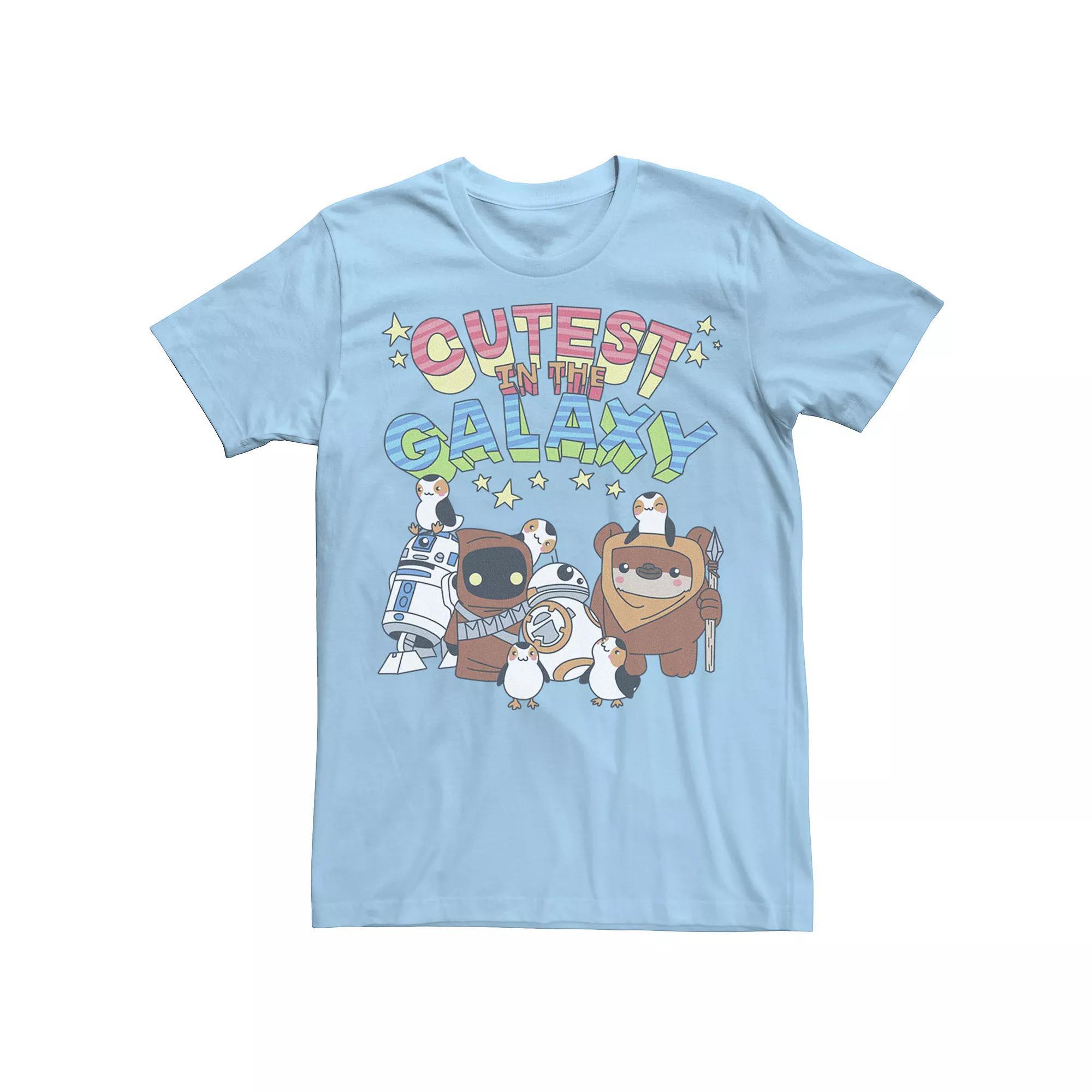 Men's Star Wars Cutest In The Galaxy Group Cartoon Portrait Tee, Size: XXL, Light Blue Product Image