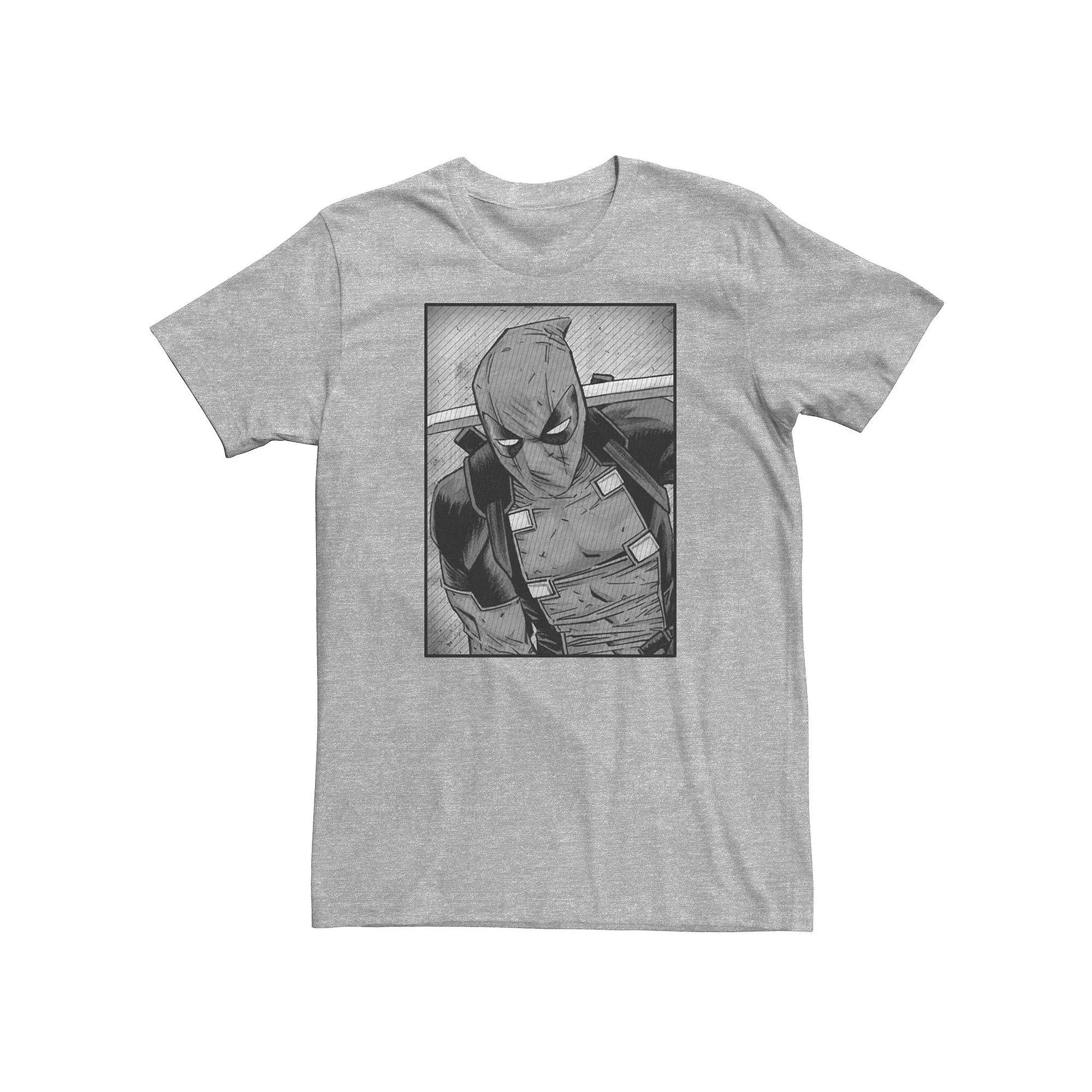 Big & Tall Marvel Deadpool Striped Distress Tee, Men's, Size: 4XL, Athletic Grey Product Image