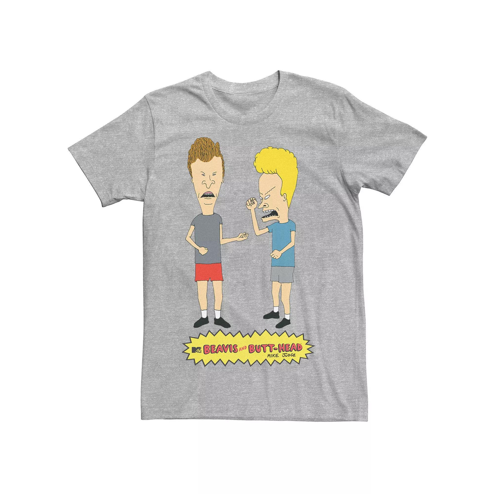 Men's Beavis & Butthead Metal Group Shot Logo Tee, Size: 3XL, Athletic Grey Product Image