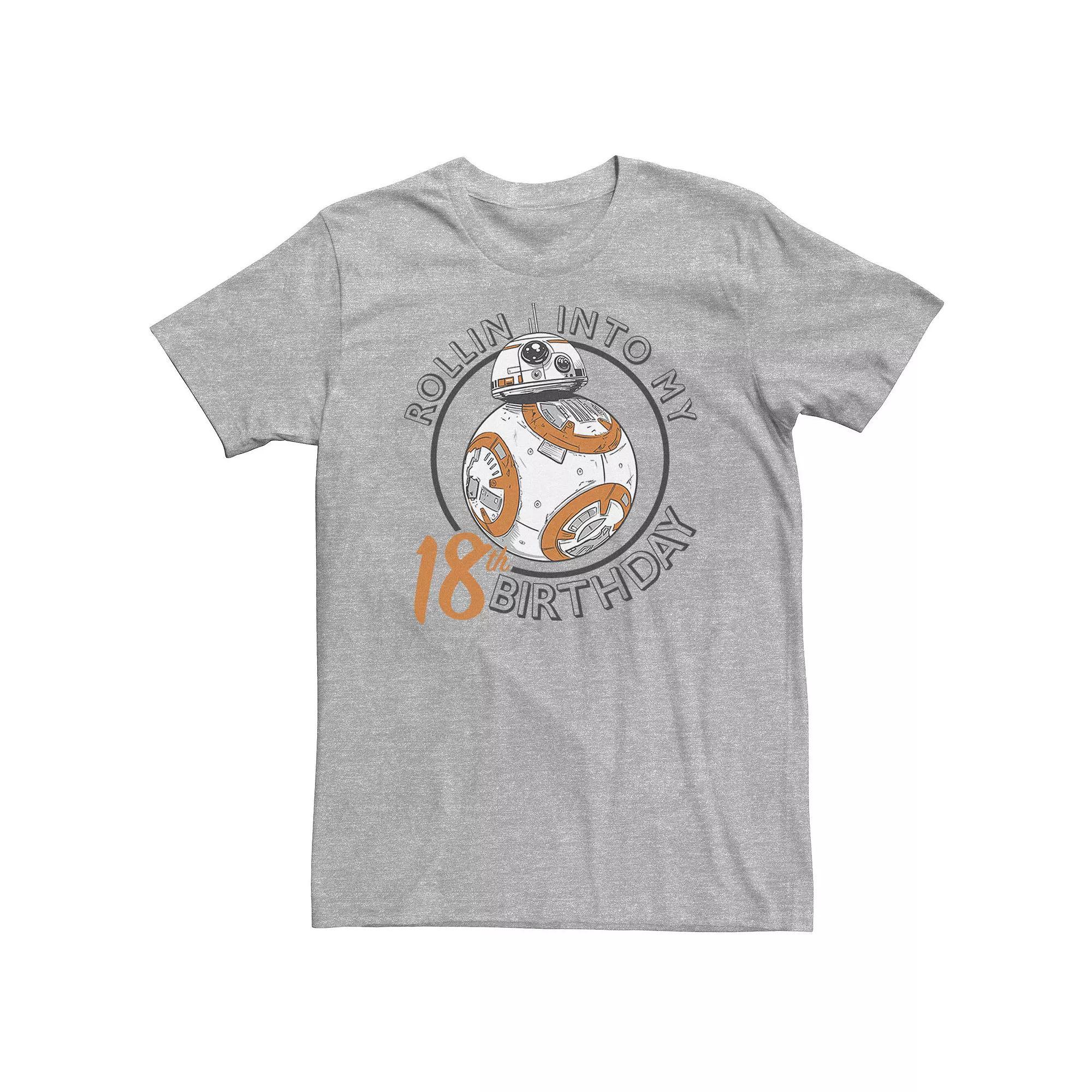 Big & Tall Star Wars BB-8 Rollin Into My 18th Birthday Portrait Tee, Men's, Size: 4XL, Athletic Grey Product Image