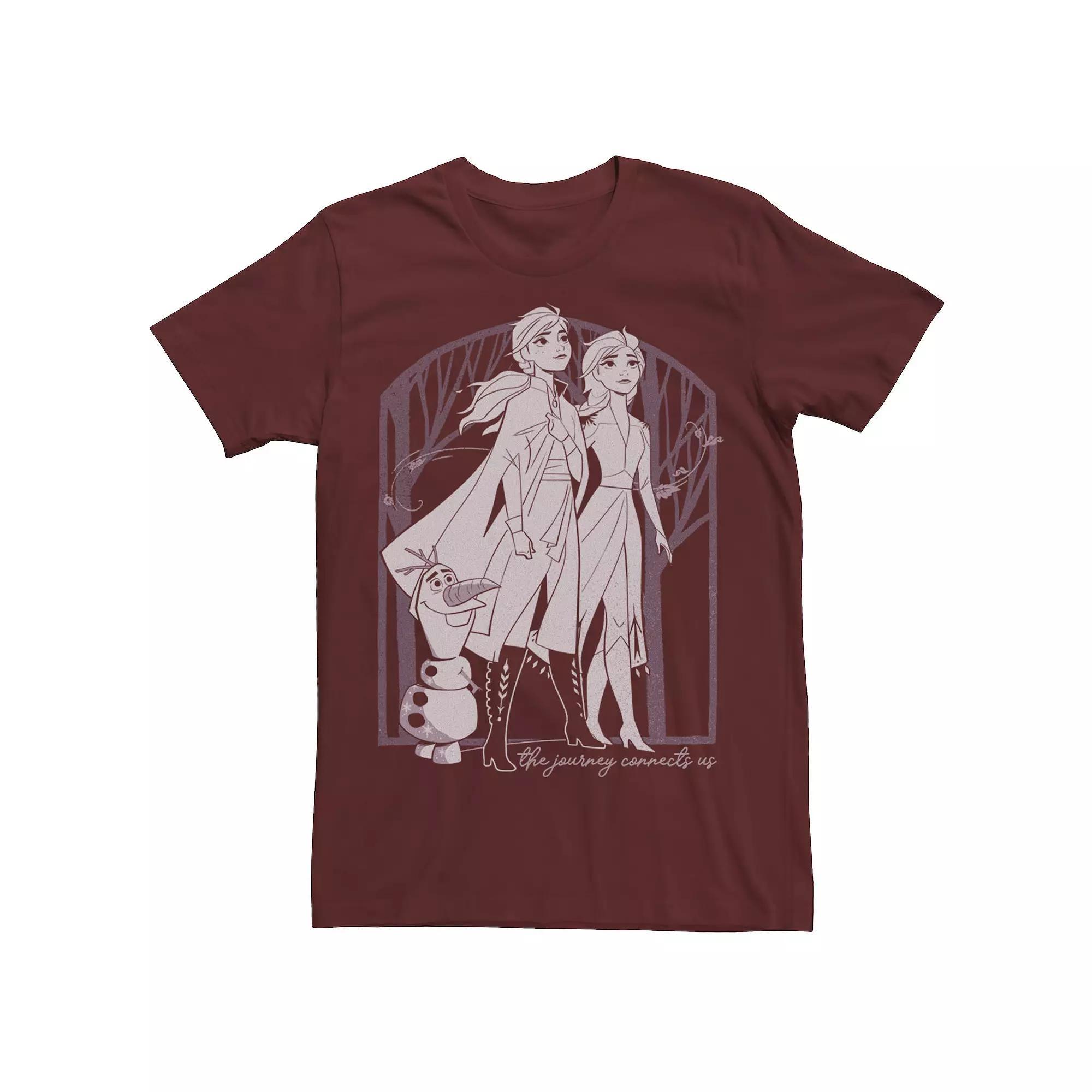 Disney's Frozen 2 Elsa Anna Olaf Men's The Journey Connects Us Tee, Size: Small, Red Product Image