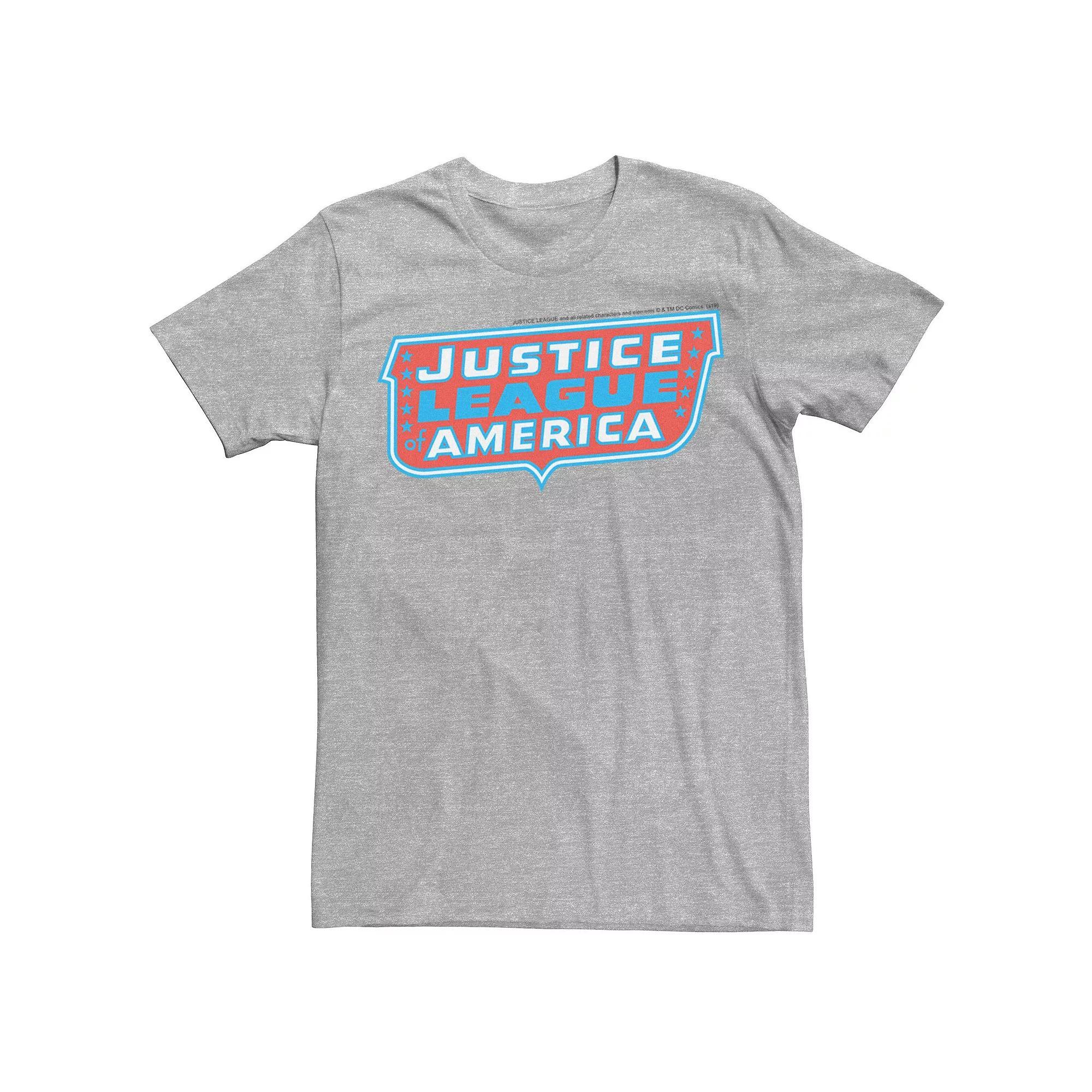 Men's DC Comics Justice League Of America Text Poster Logo Tee, Size: XXL, Athletic Grey Product Image