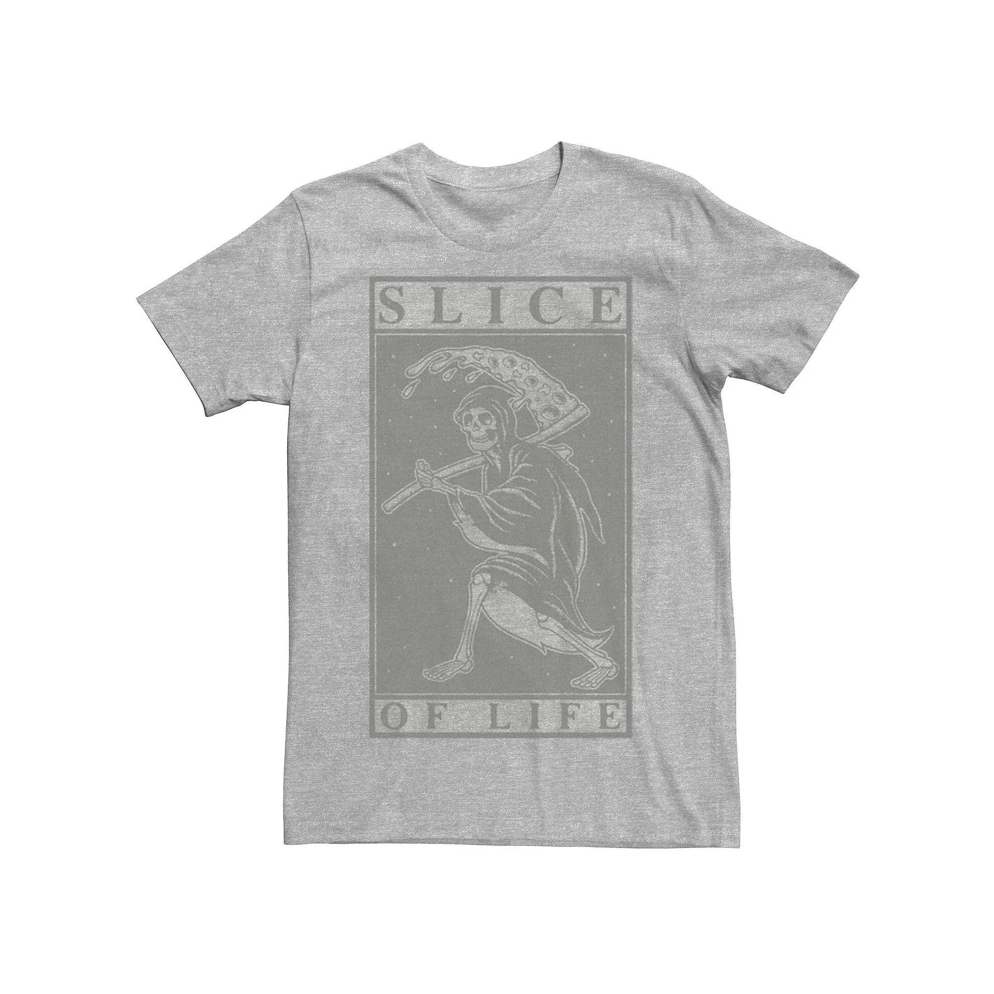 Men's Grim Reaper Slice Of Life Pizza Joke Tee, Size: Large, Athletic Grey Product Image