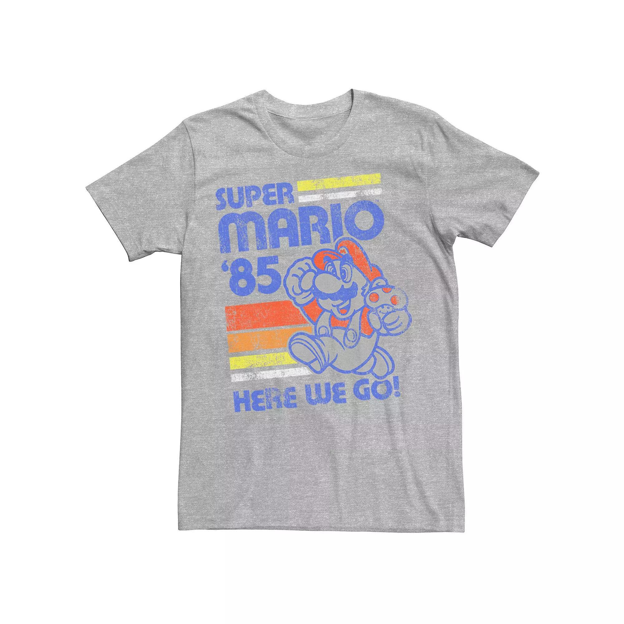 Men's Super Mario '85 Here We Go Tee, Size: Small, Athletic Grey Product Image