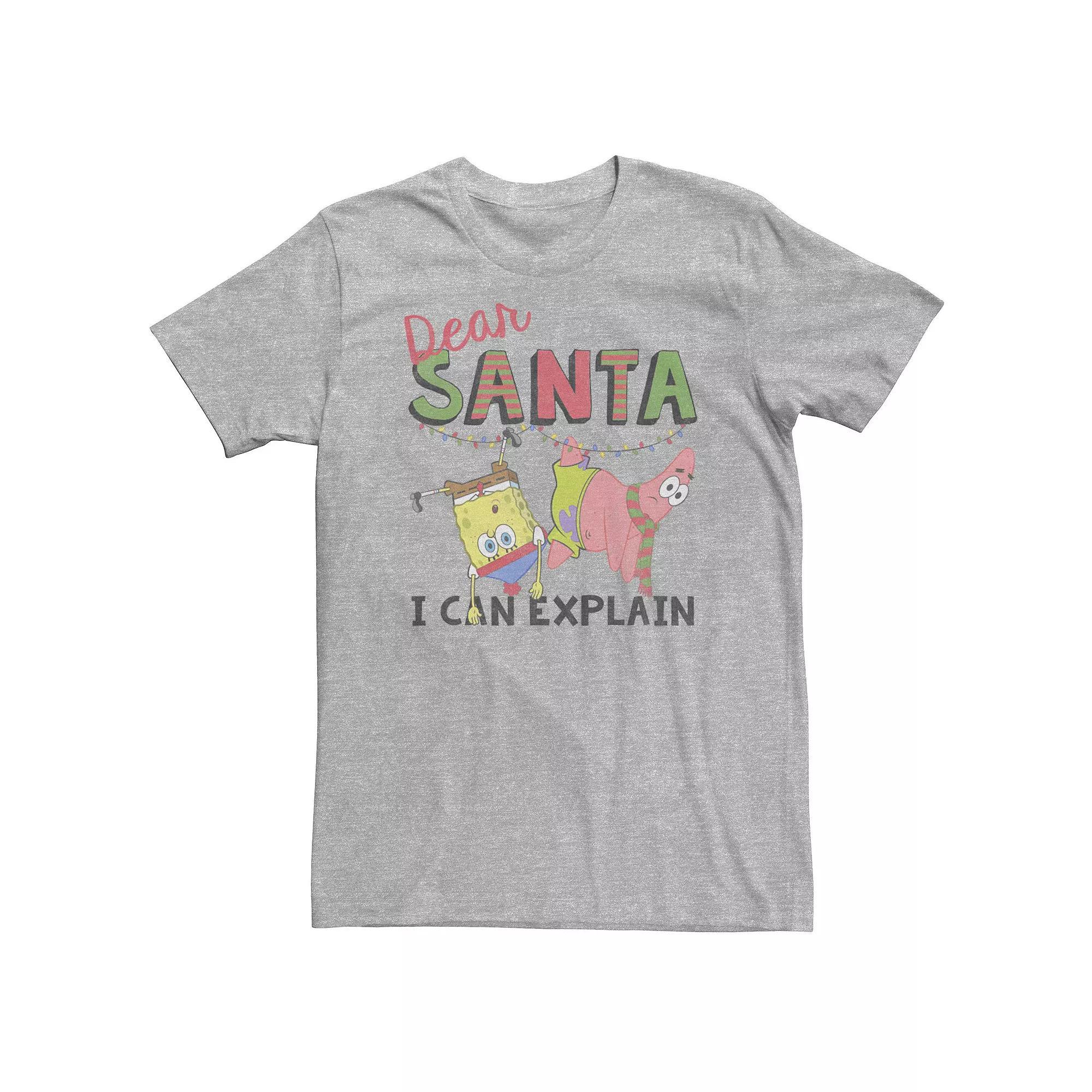 Big & Tall Nickelodeon SpongeBob SquarePants "Dear Santa I Can Explain" Tee, Men's, Size: 3XL, Athletic Grey Product Image