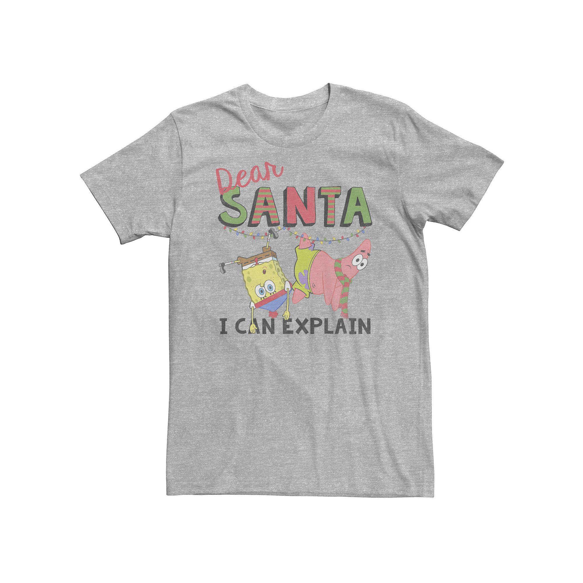 Big & Tall Nickelodeon SpongeBob SquarePants "Dear Santa I Can Explain" Tee, Men's, Size: 3XL, Athletic Grey Product Image
