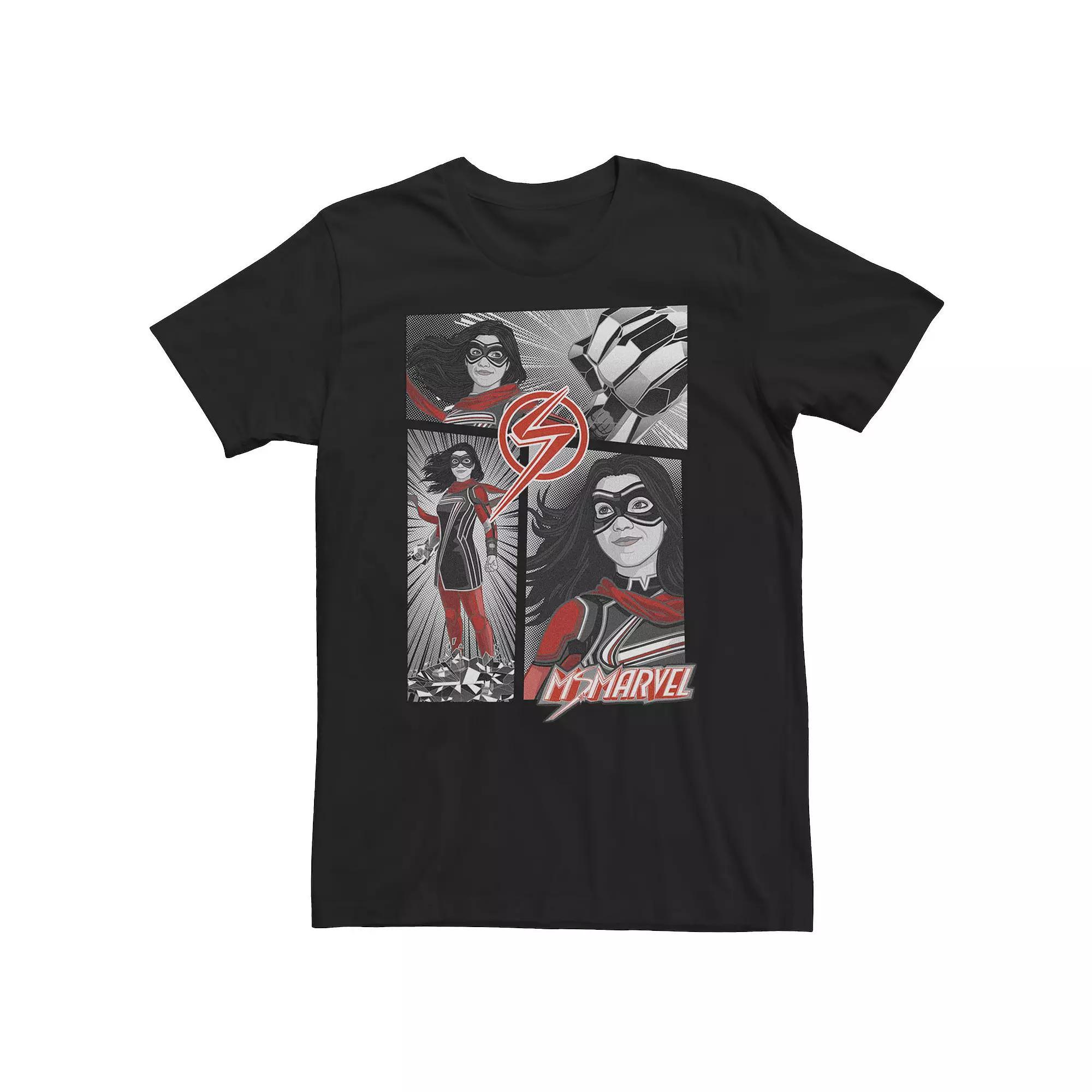 Big & Tall Marvel Ms Marve Comic Panels Tee, Men's, Size: 3XL Tall, Black Product Image