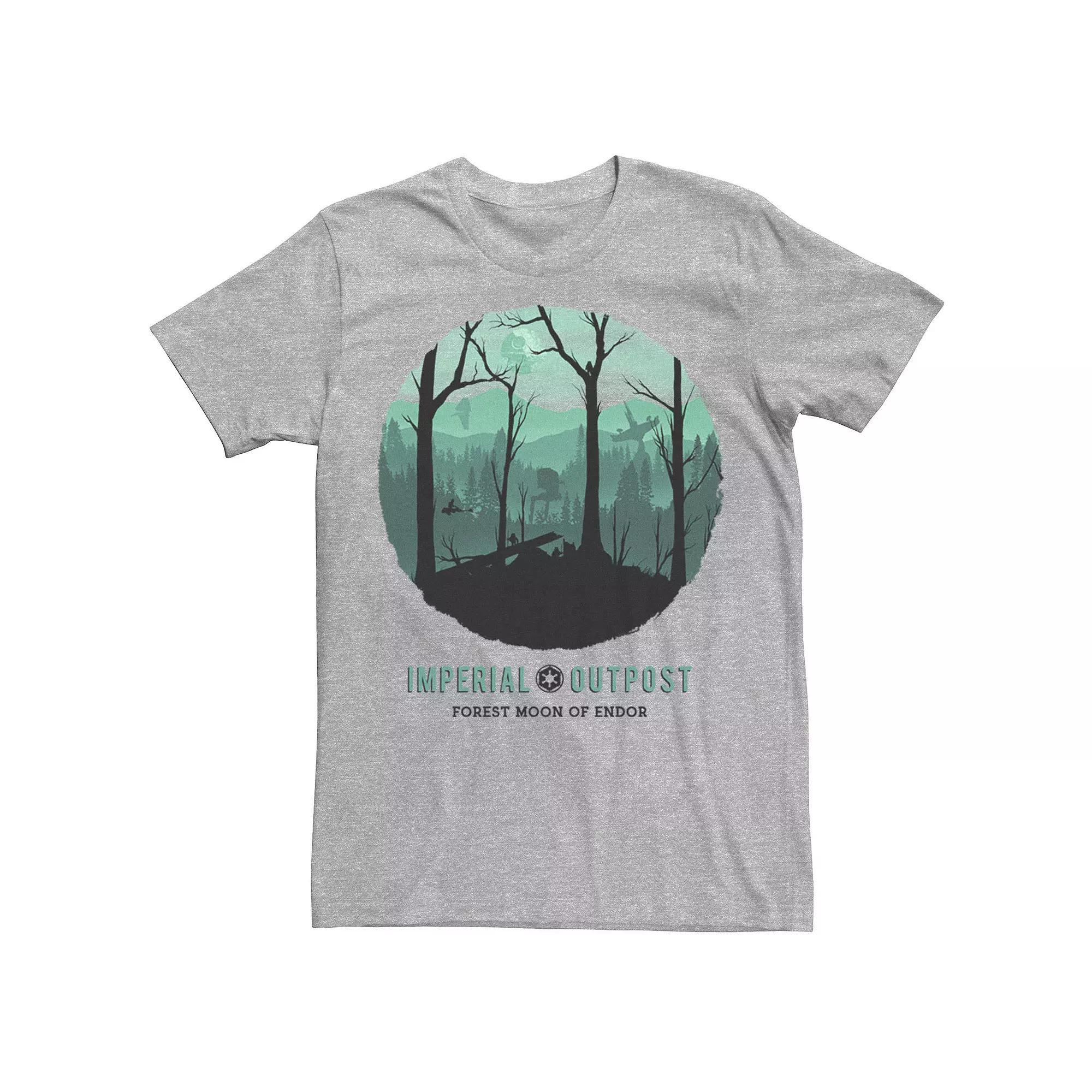 Men's Star Wars Imperial Outpost Moon Of Endor Poster Tee, Size: Large, Athletic Grey Product Image