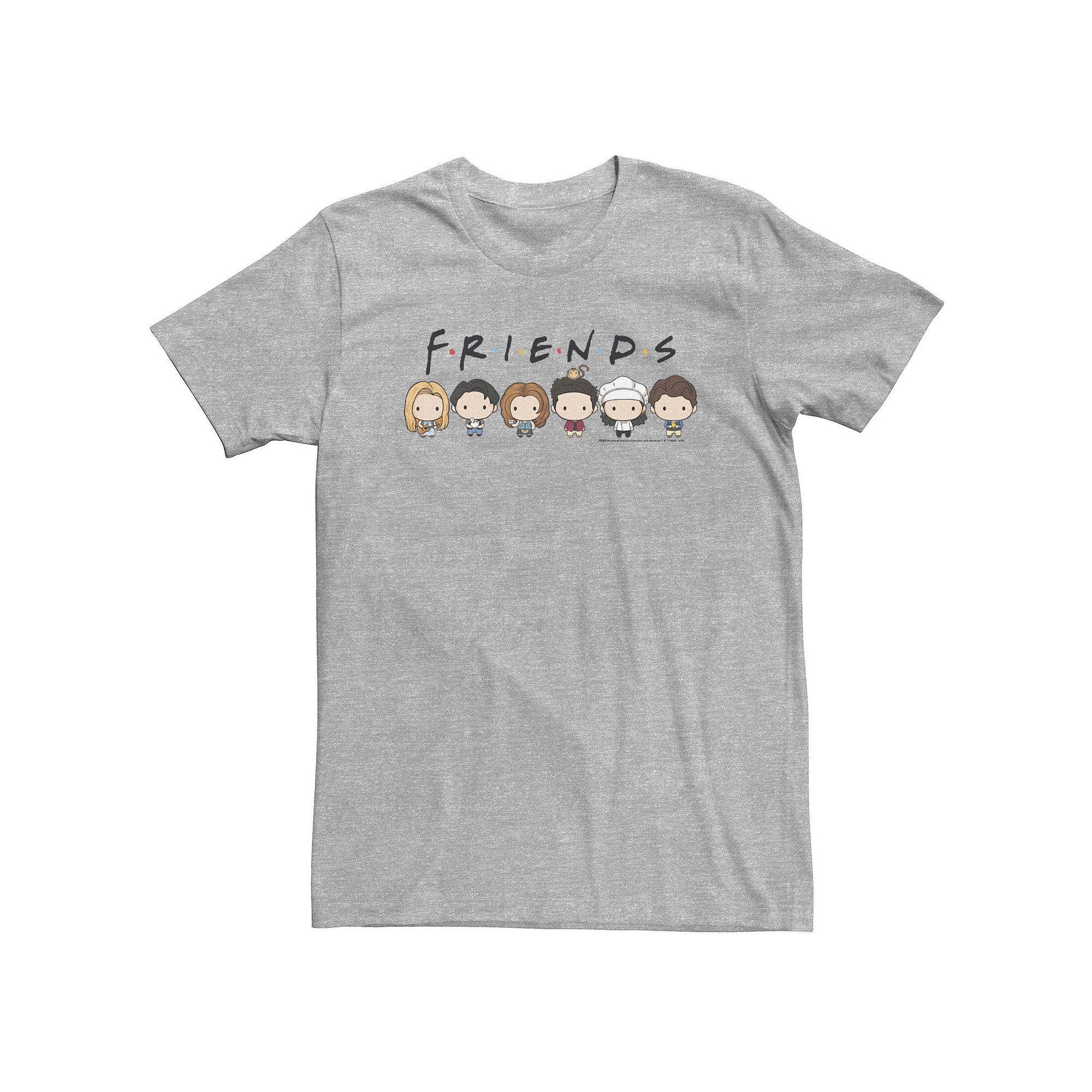 Big & Tall Friends Group Shot Cute Cartoon Style Portrait Line Up Tee, Men's, Size: XXL Tall, Athletic Grey Product Image