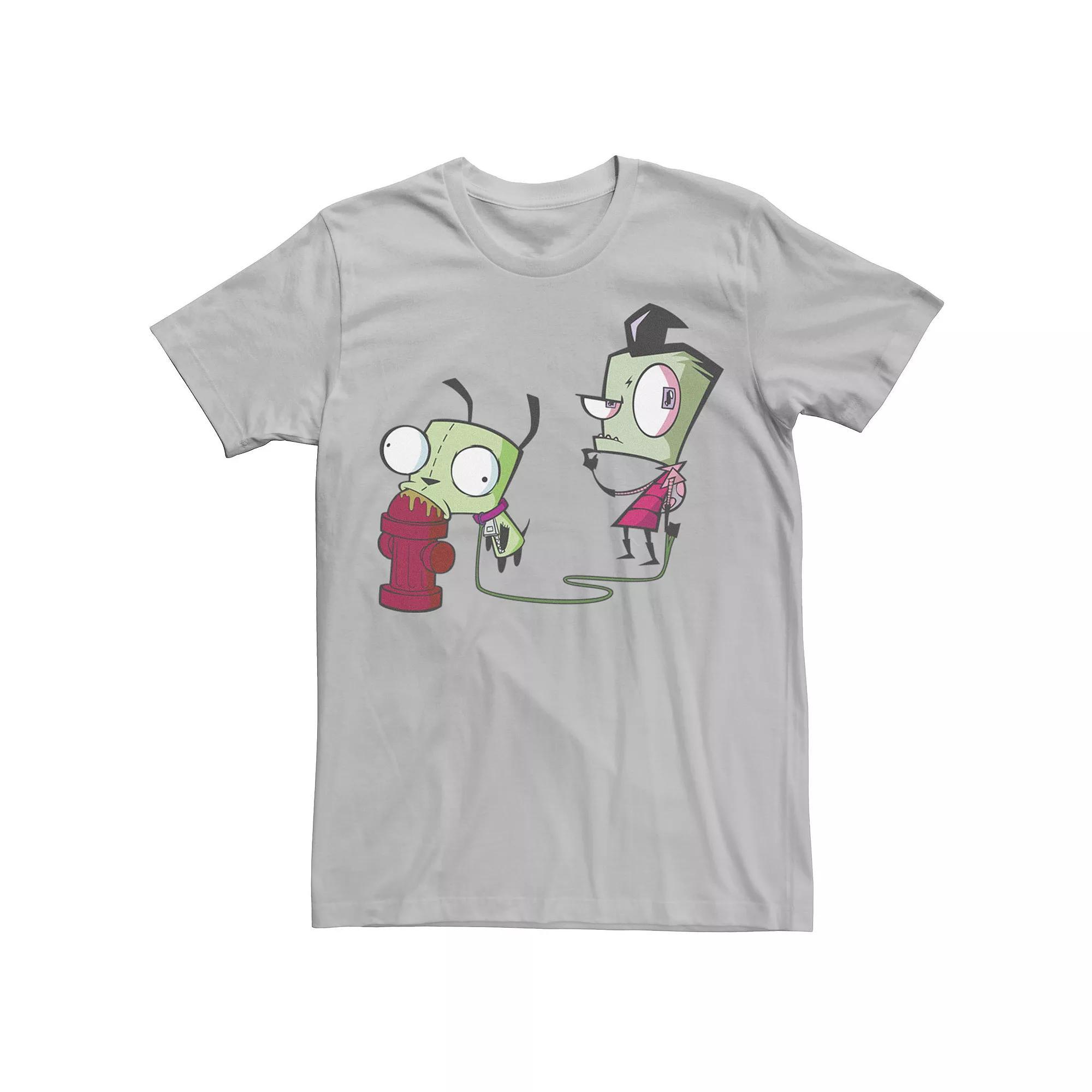 Mens Nickelodeon Invader Zim Walking Gir Fire Hydrant Portrait Graphic Tee Kelly Grey Product Image