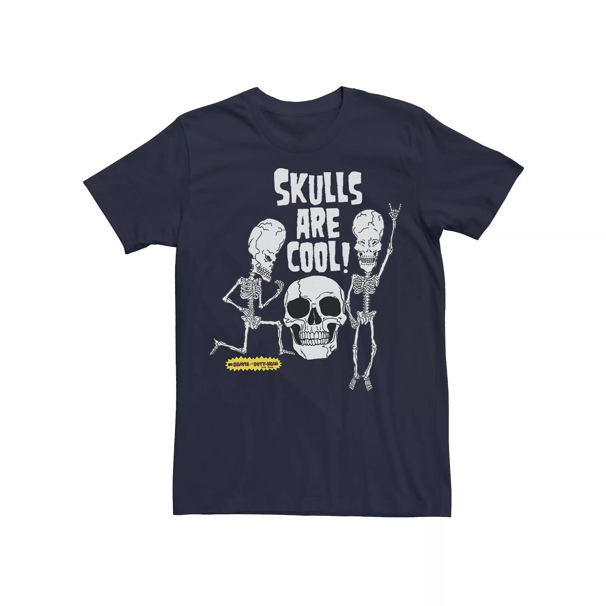 Men's Beavis and Butt-Head "Skulls Are Cool" Graphic Tee, Size: 3XL, Grey Product Image