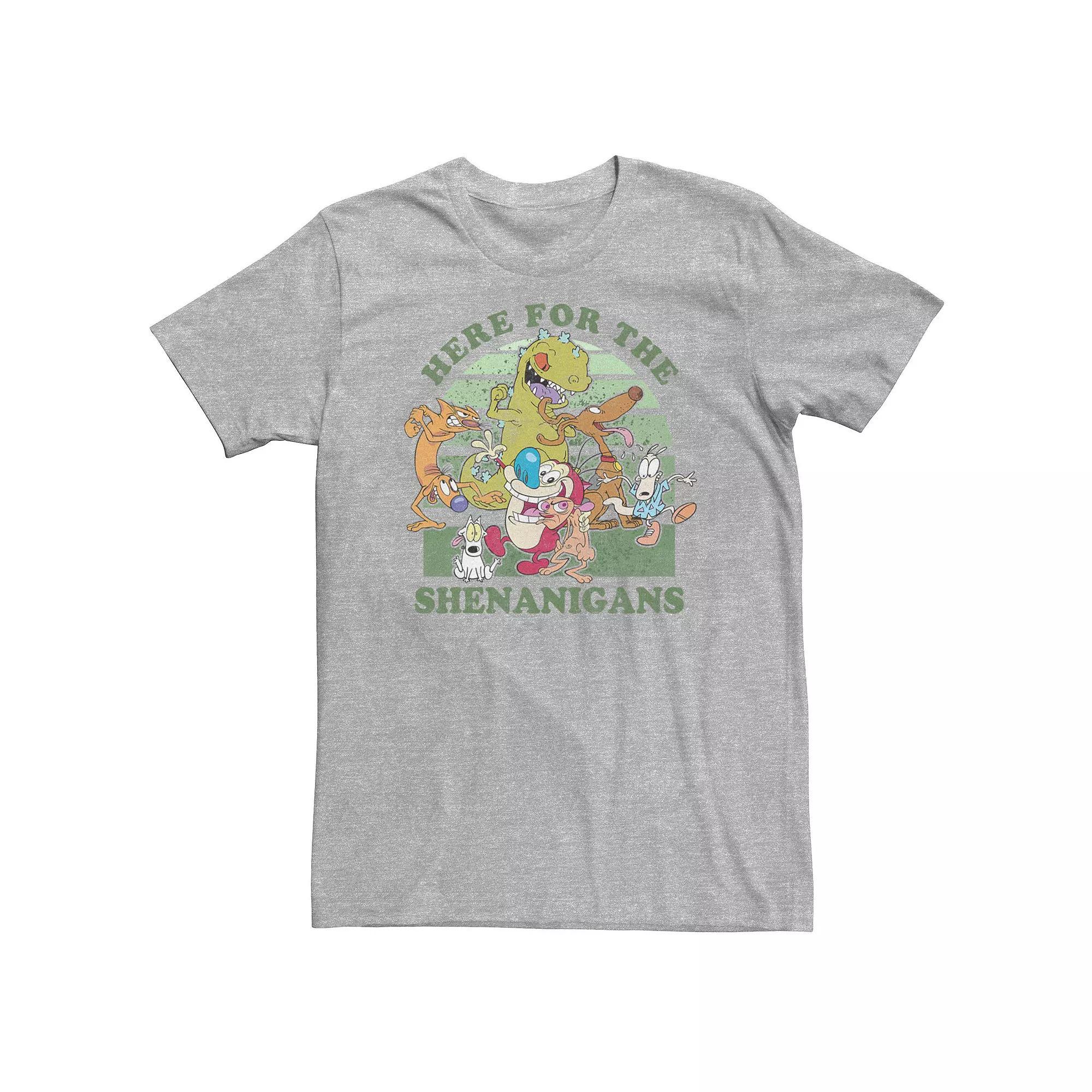 Big & Tall Here For The Shenanigans Multiple Nickelodeon Character Collab Tee, Men's, Size: 4XL Tall, Athletic Grey Product Image