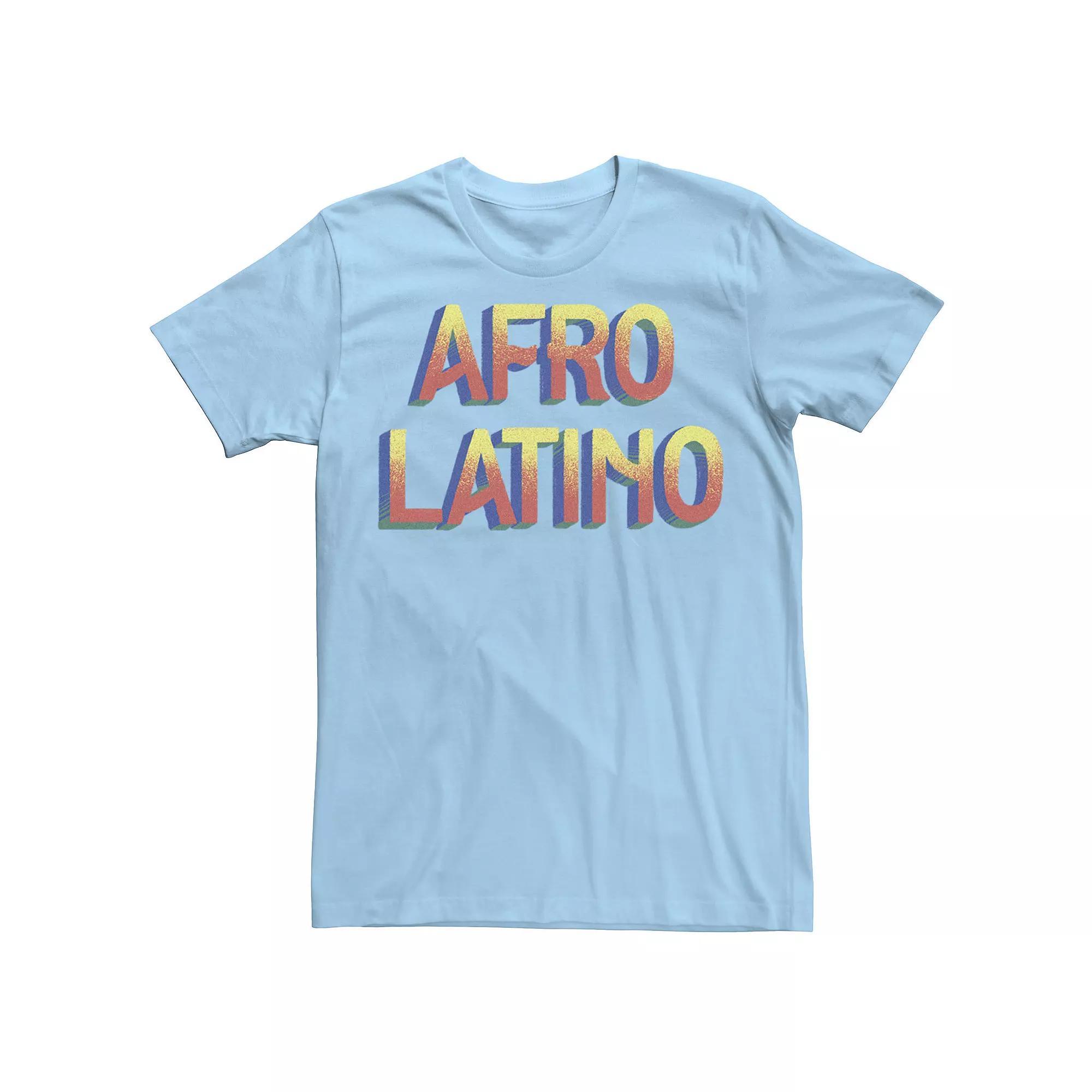 Men's Afro Latino Text Tee, Size: Medium, Light Blue Product Image