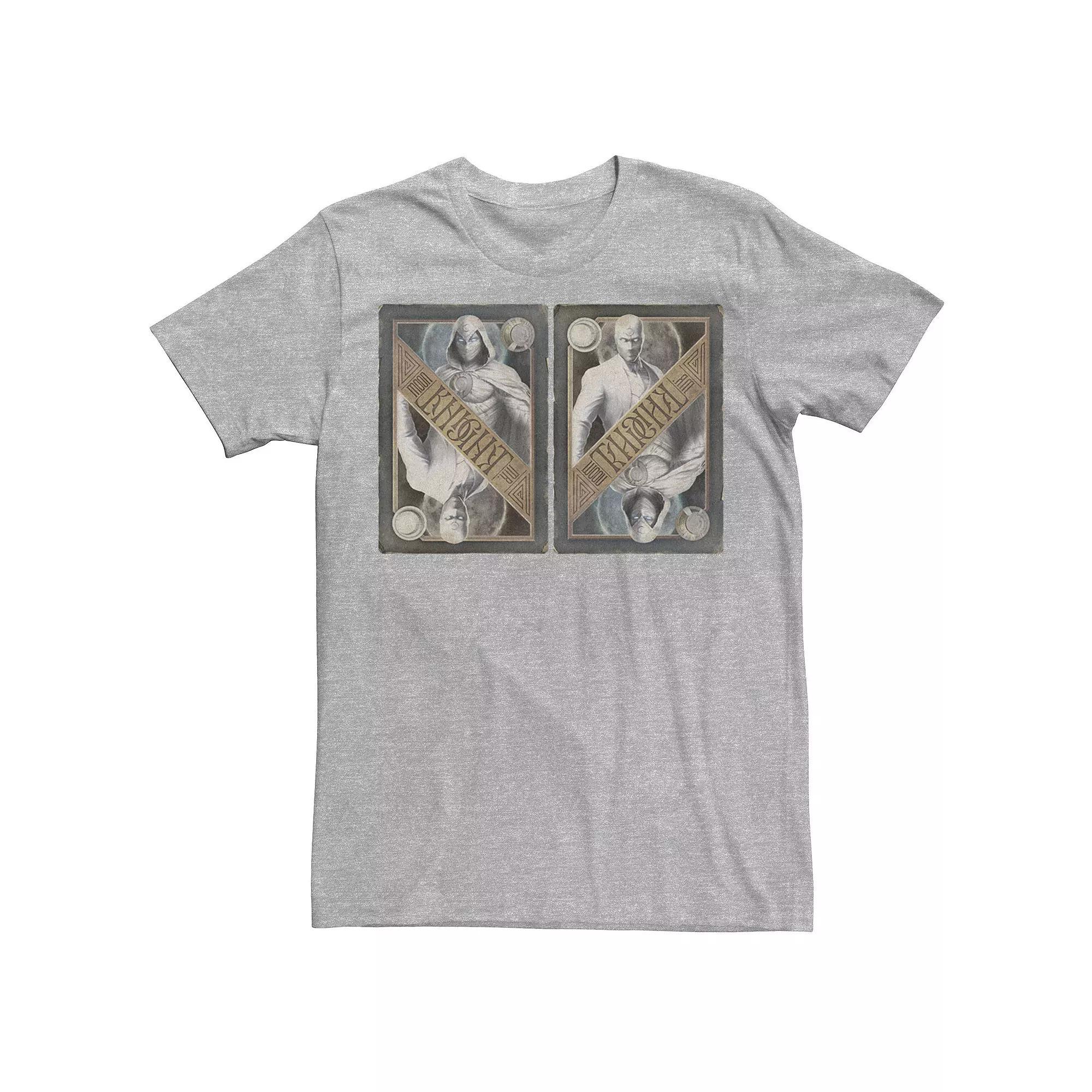 Men's Marvel Moon Knight Playing Card Side By Side Tee, Size: XXL, Athletic Grey Product Image