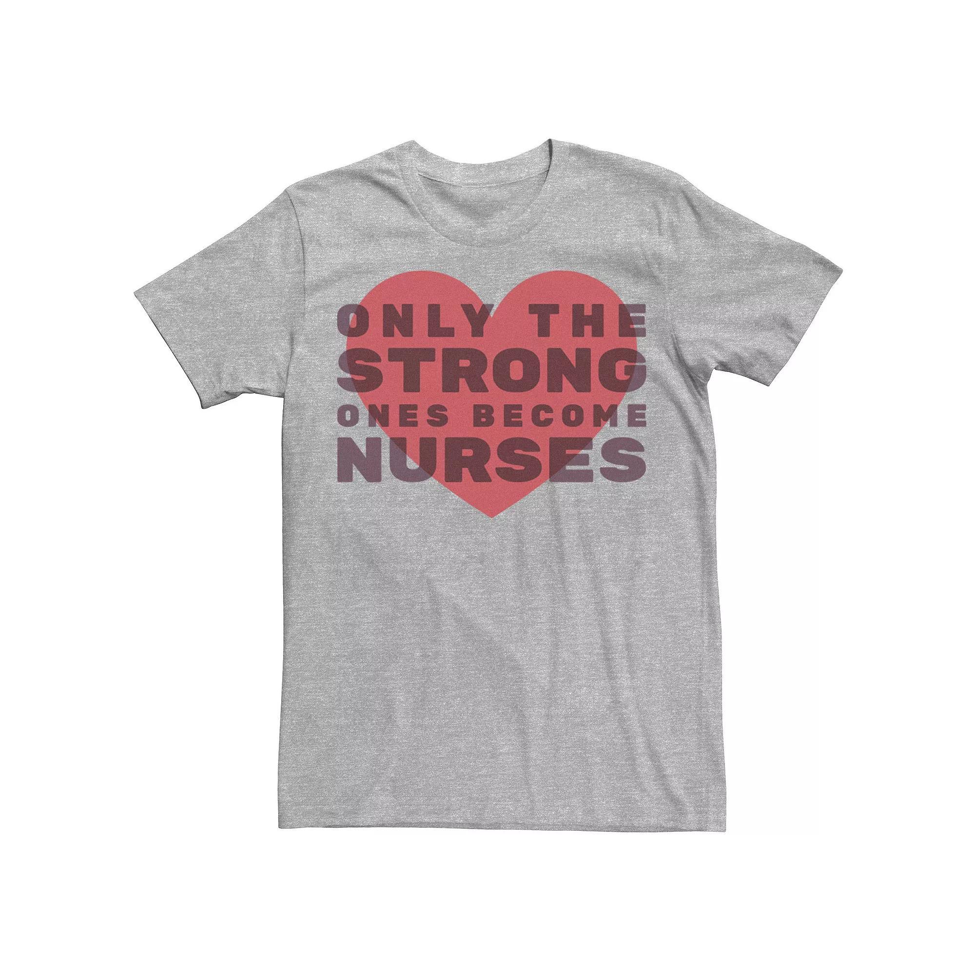 Men's Only The Strong Ones Become Nurses Heart Graphic Tee, Size: XXL, Athletic Grey Product Image