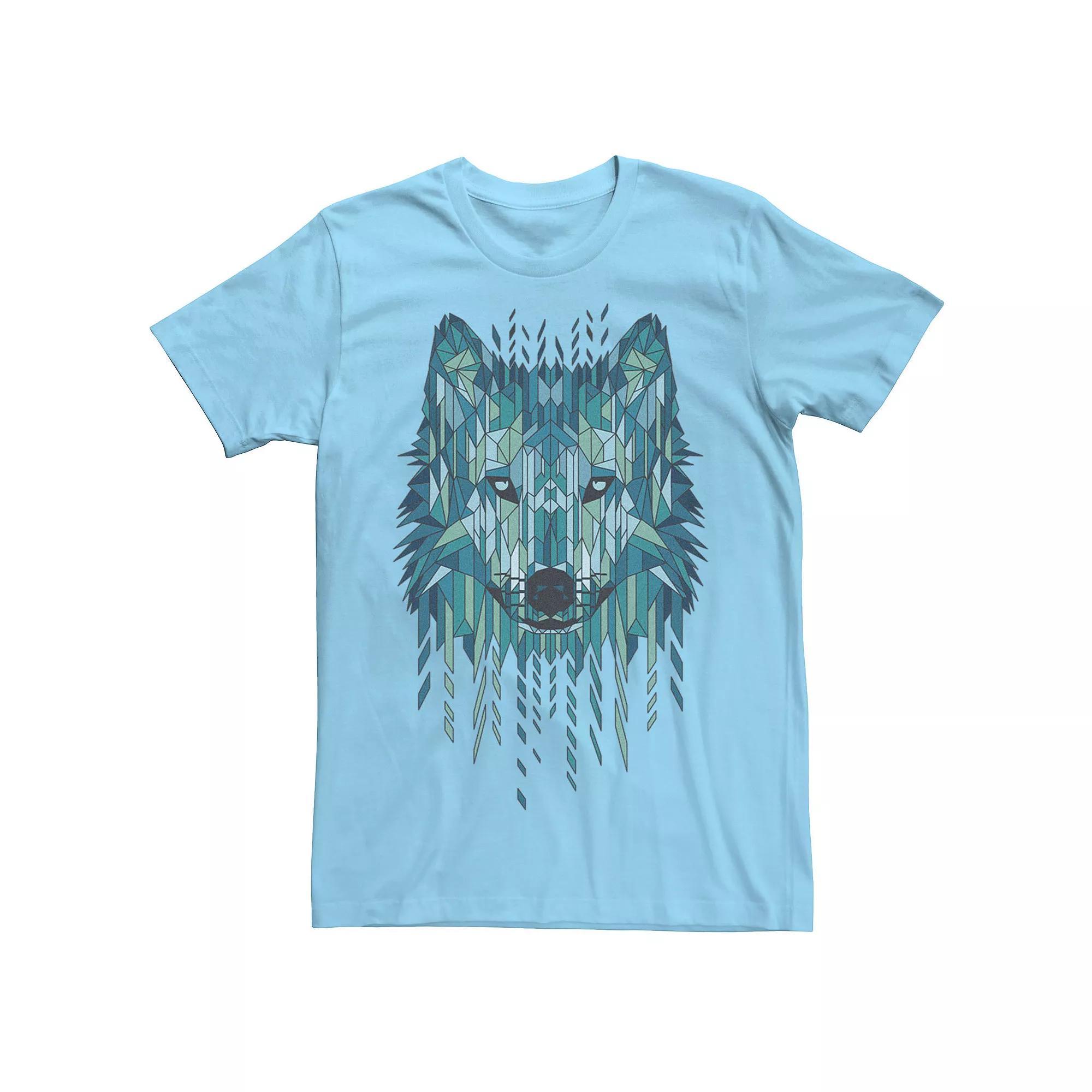 Men's Geometric Wolf Graphic Tee, Size: Large, White Product Image