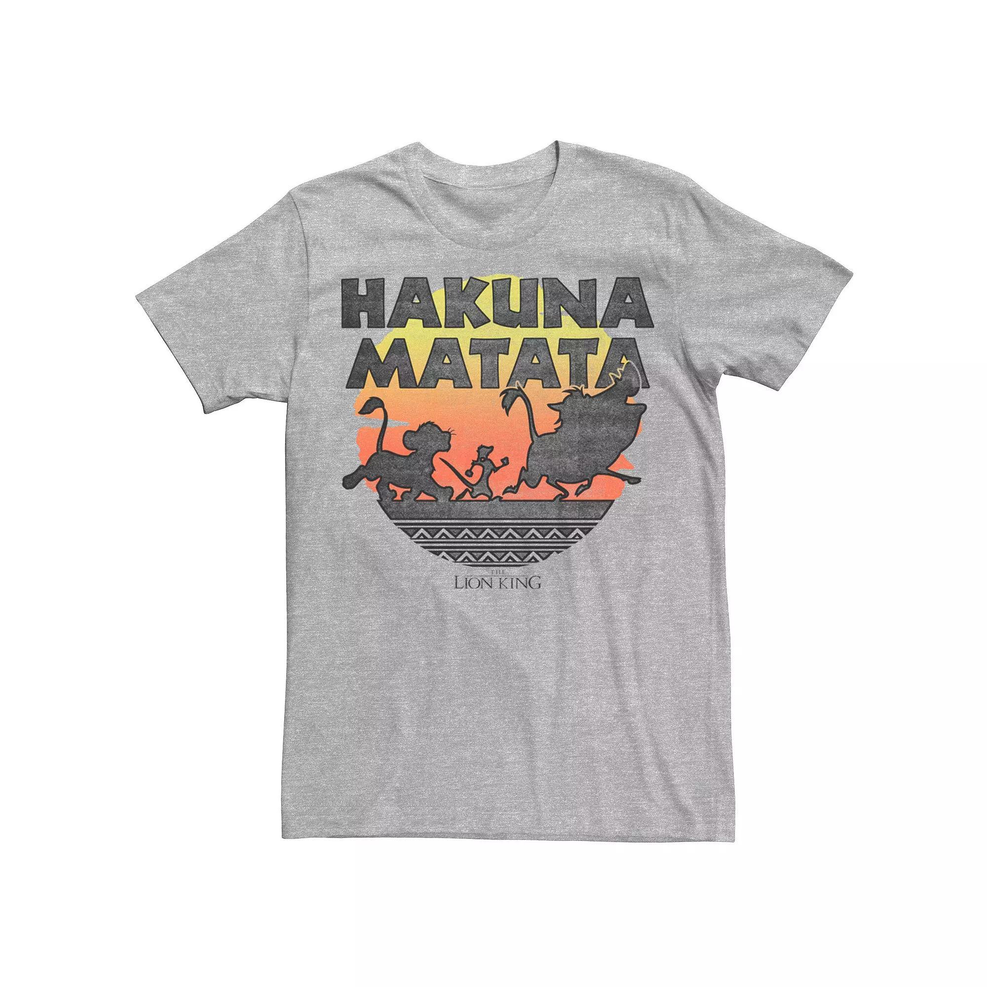 Men's Disney The Lion King Hakuna Matata Sunset Silhouette Poster Tee, Size: Large, Red Grey Product Image