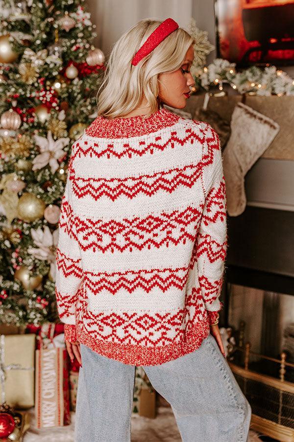 Whispering Pines Knit Sweater in Red Product Image