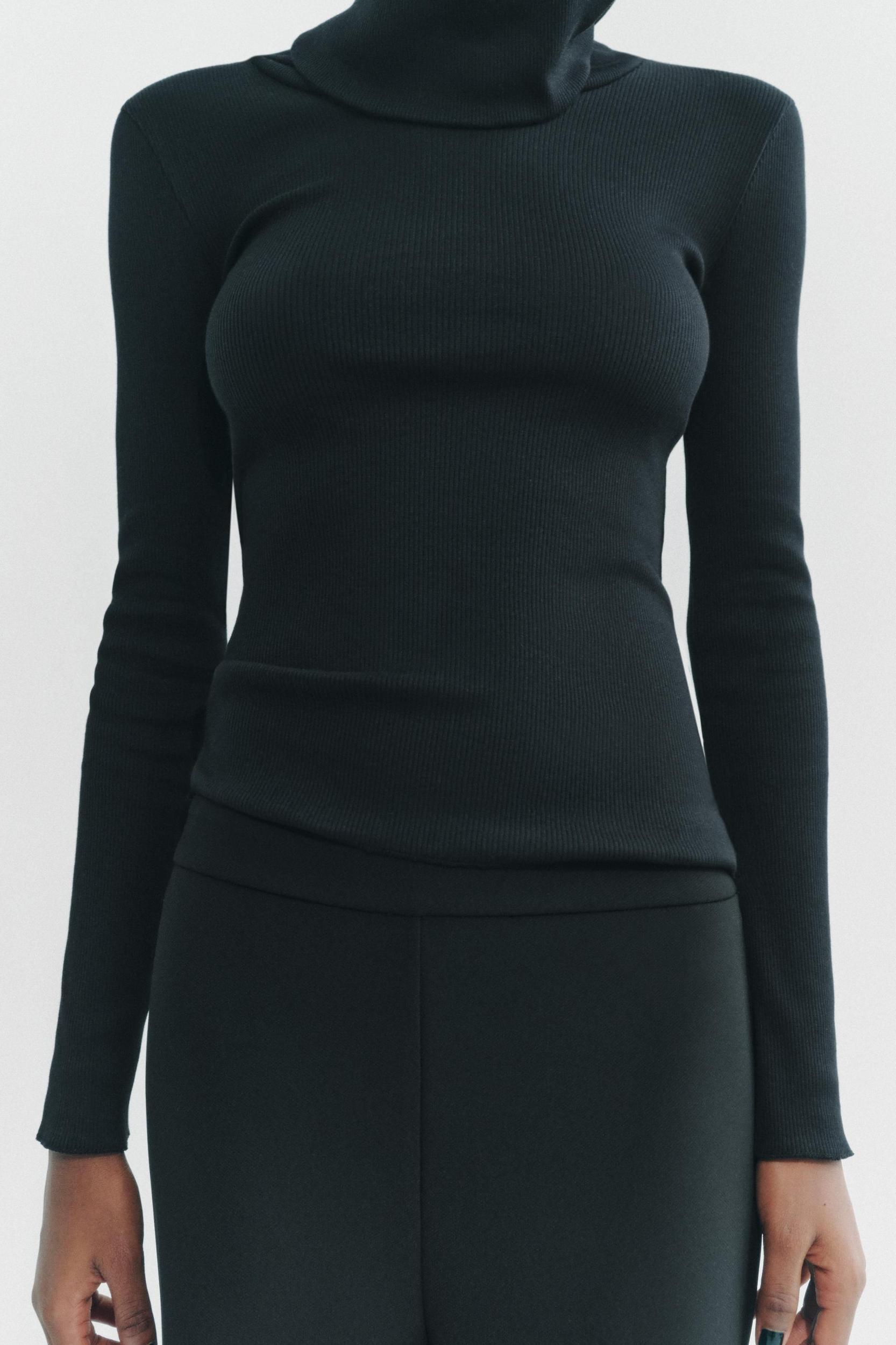 RIBBED HIGH COLLAR TOP Product Image