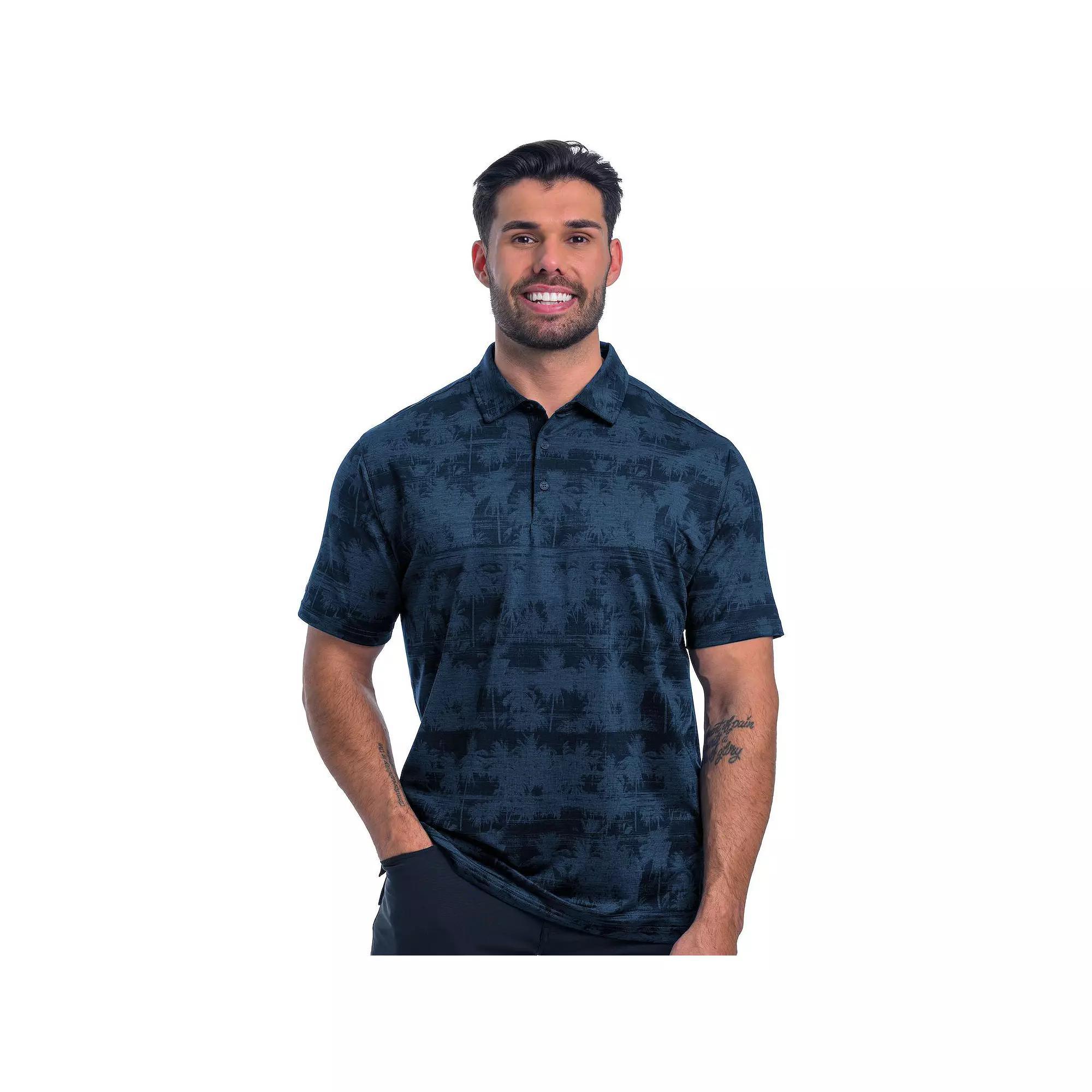 Men's Antigua Shadow Palms Polo, Size: XXL, Nautical Navy Grey Product Image
