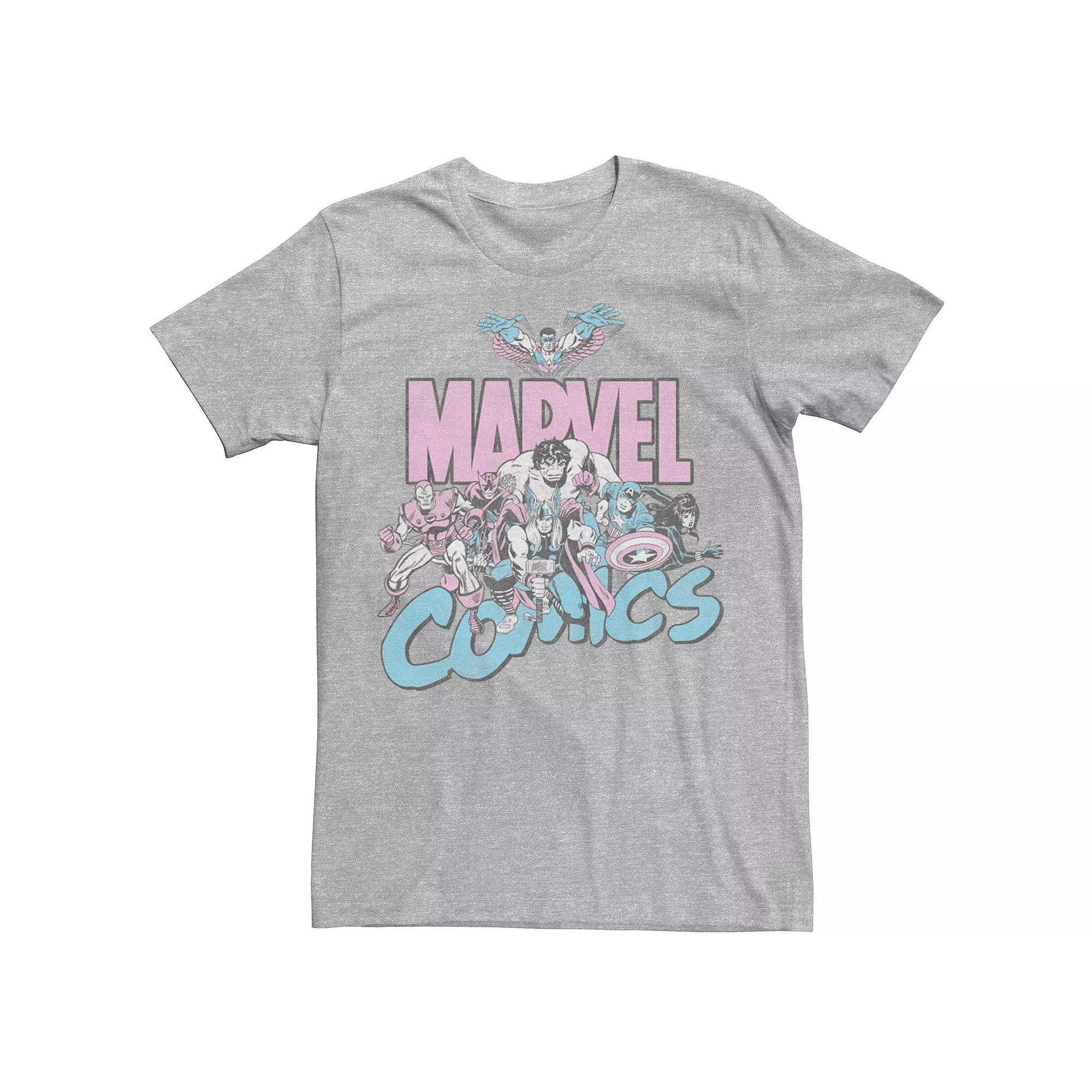 Men's Marvel Pastel Group Tee, Size: Large, Athletic Grey Product Image