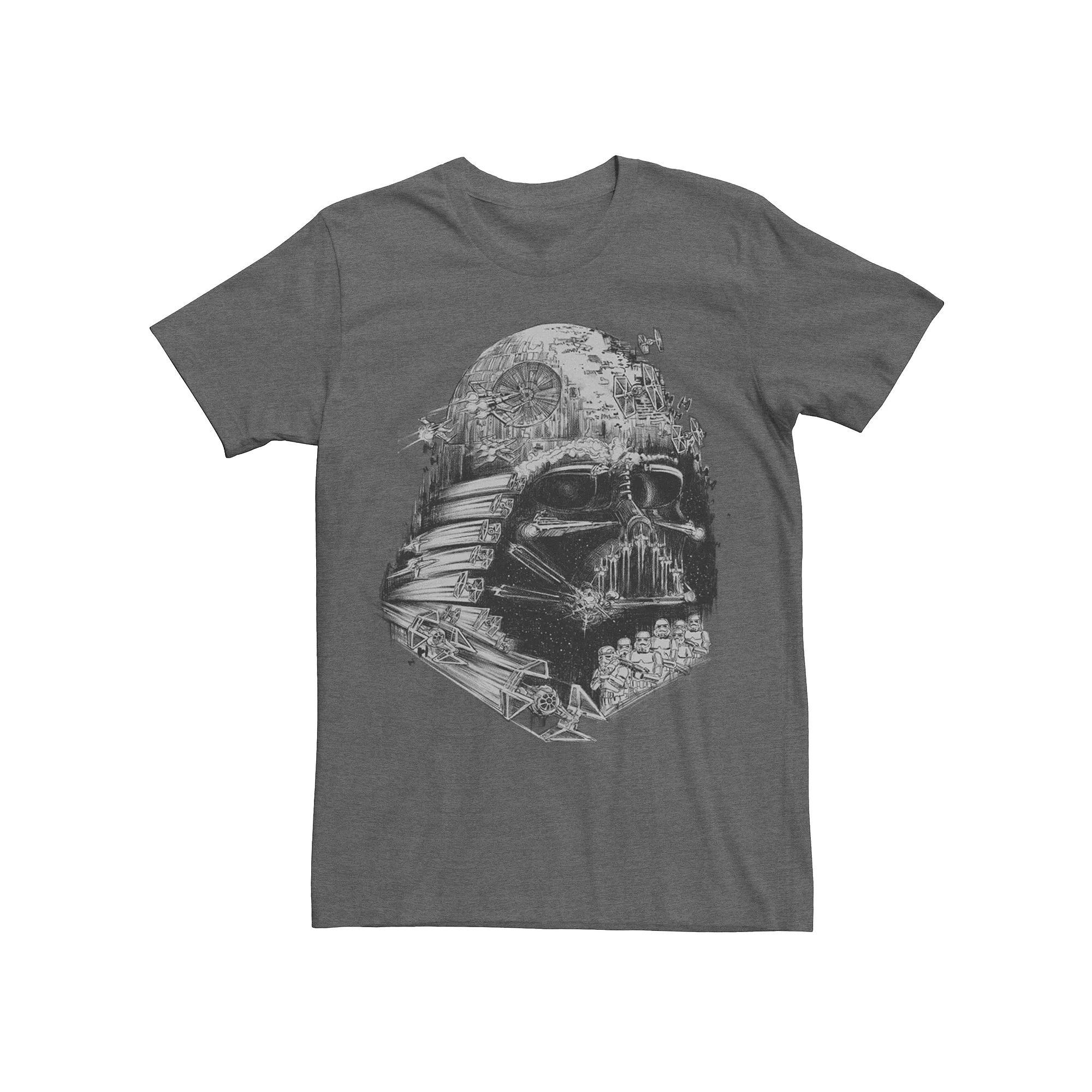 Men's Star Wars Darth Vader Helmet Collage Short Sleeve Tee, Size: XL, Grey Heather Product Image