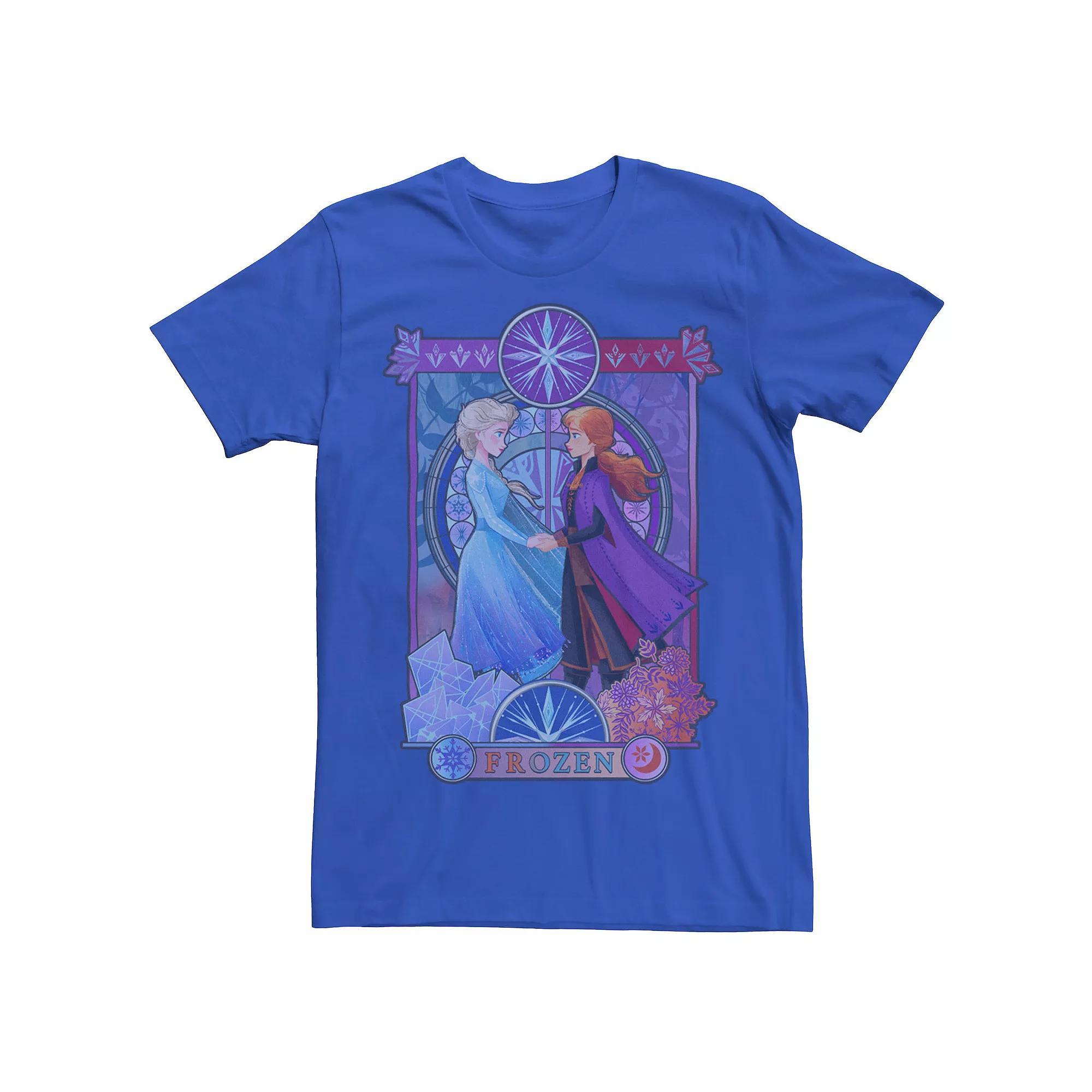 Men's Frozen 2 Elsa & Anna Split Poster Tee, Size: Small, Royal Product Image