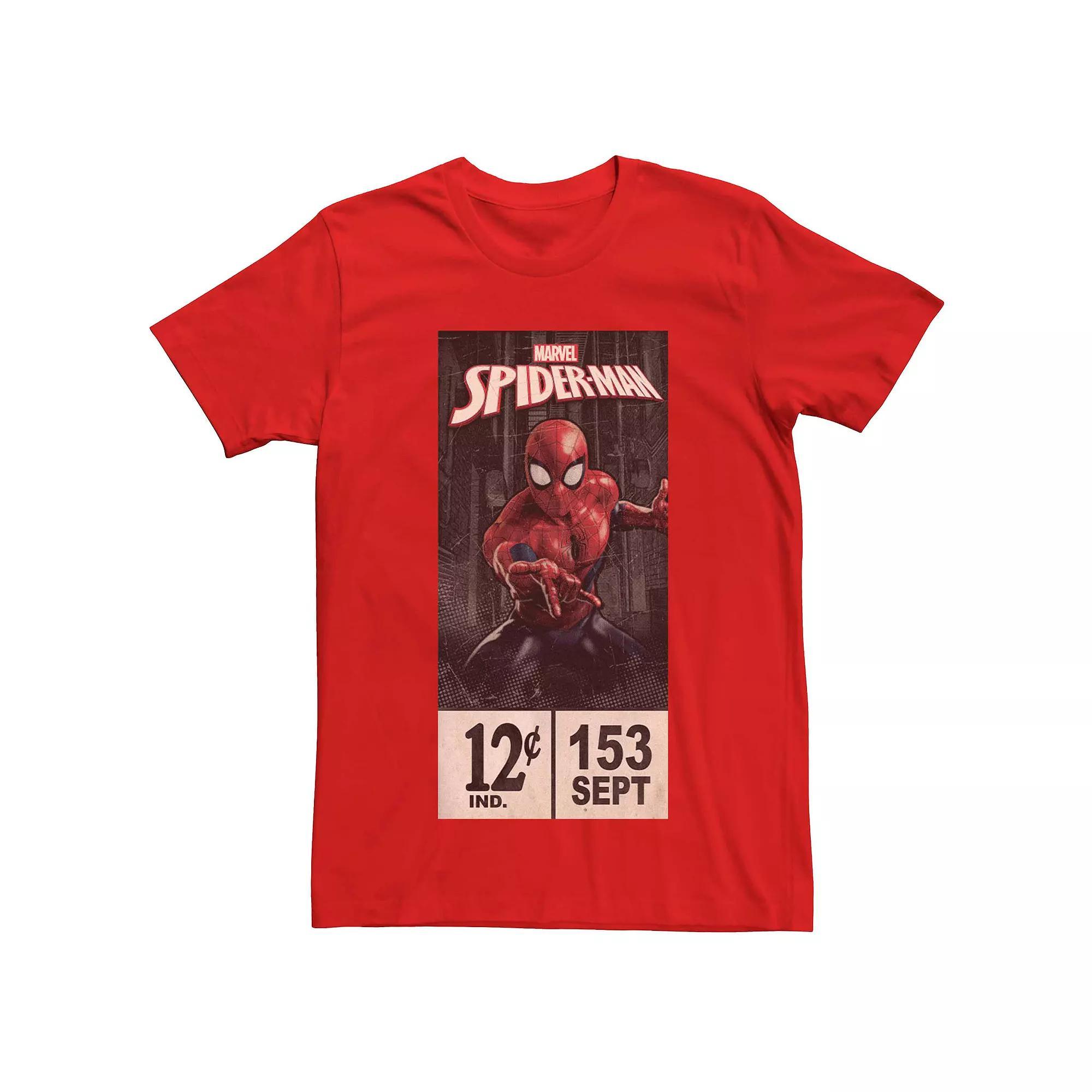 Mens Marvels Spider-Man Comic Label Vintage Tee Product Image